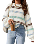 ZESICA Womens Striped Fall Winter Sweaters Oversize Cozy Casual Work Outfit