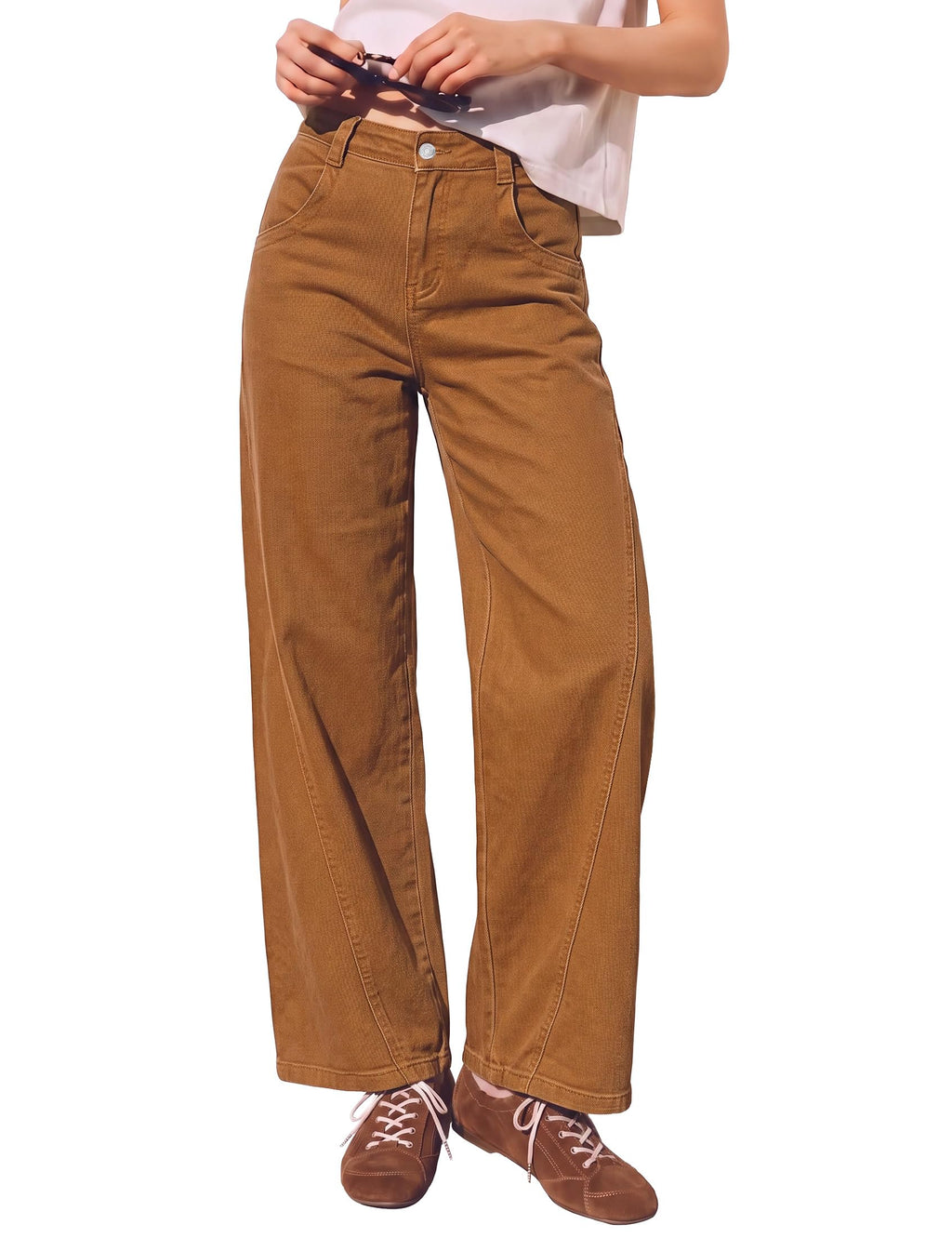 luvamia Wide Leg Jeans for Women High Waisted Stretch Denim Pants Side Seam
