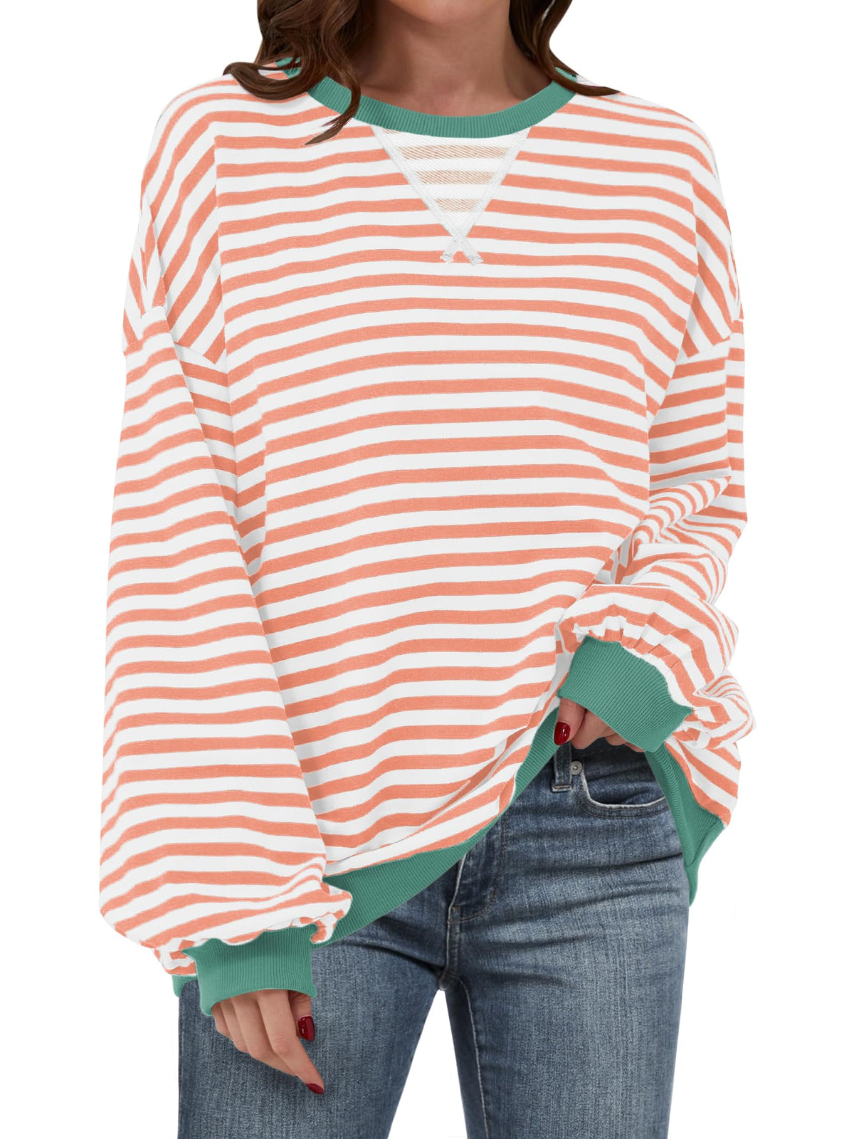 ANRABESS Women’s Striped Oversized Sweatshirts