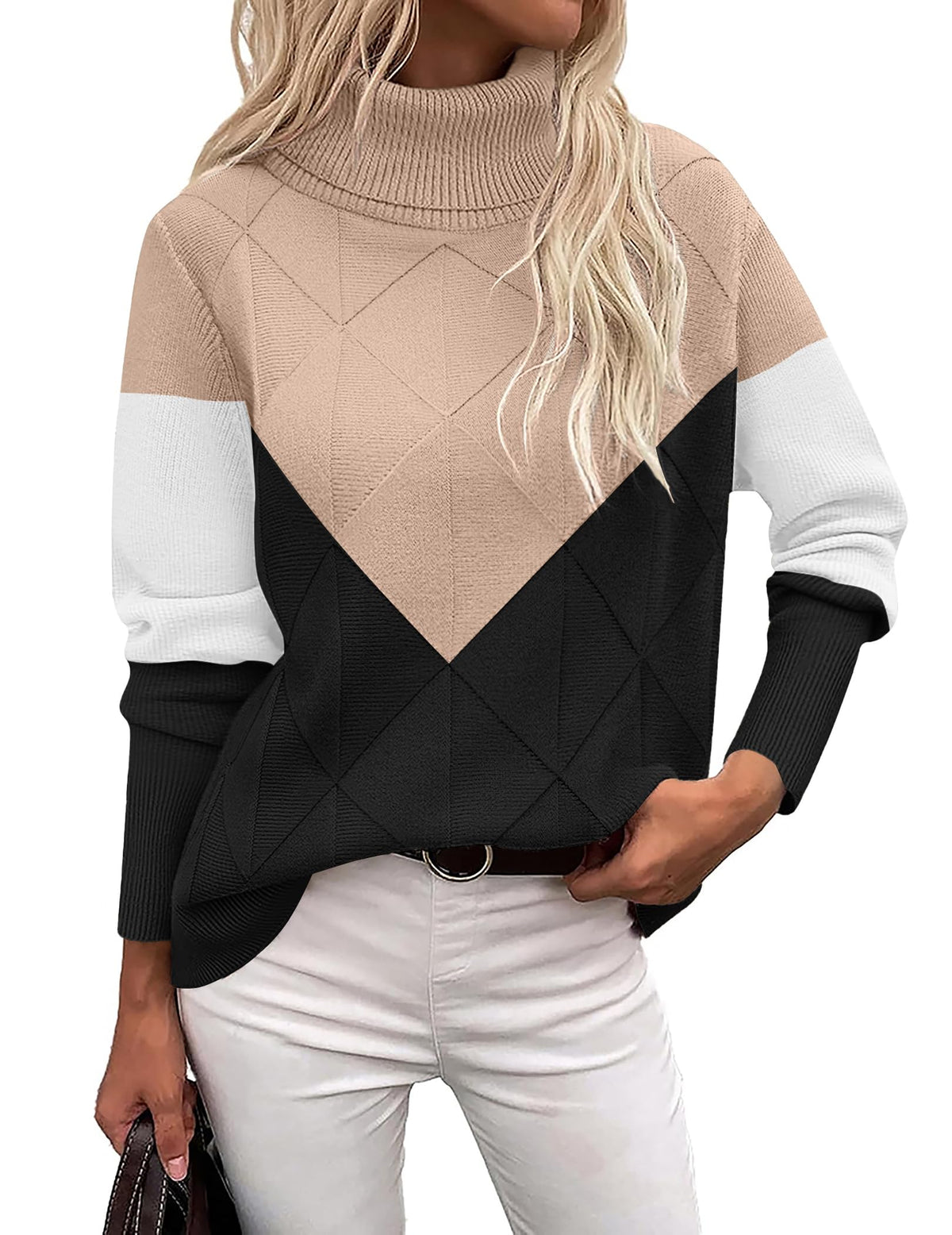 Zeagoo Women's Turtleneck Sweater Fall Winter 2026 Long Sleeve Chunky Knitted Trendy Pullover Tops