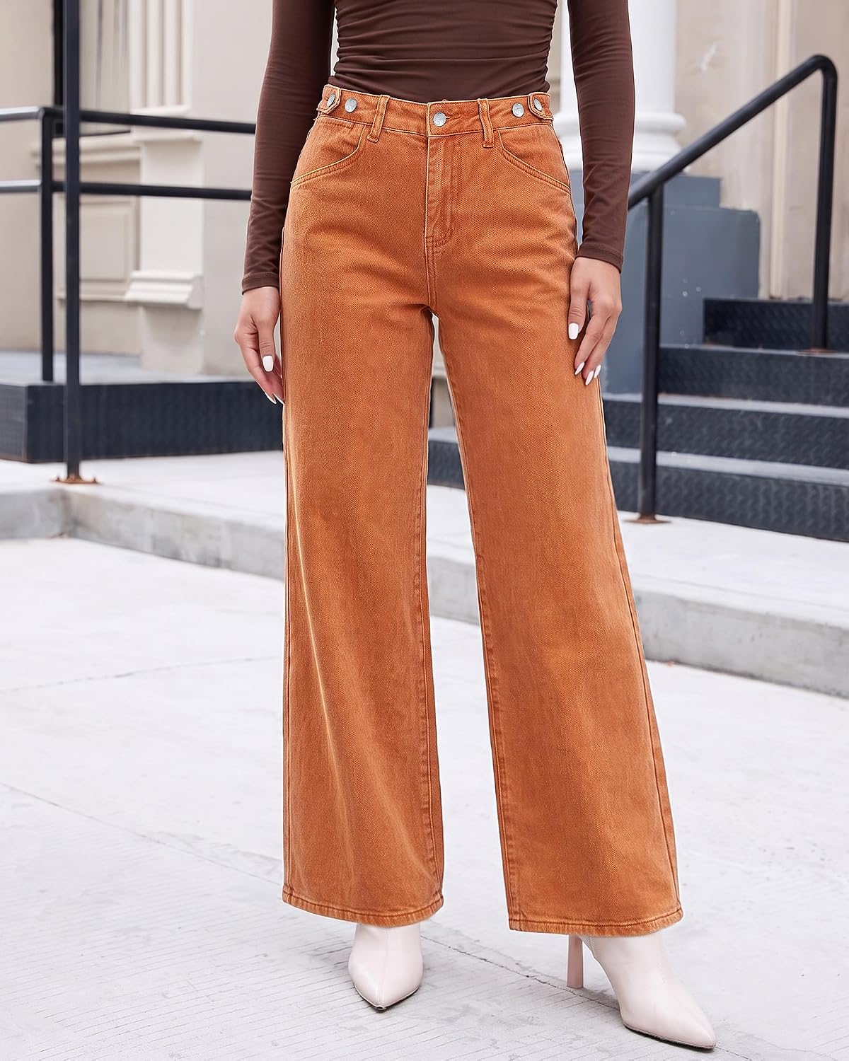 GRAPENT Wide Leg Jeans for Women High Waisted Baggy Stretchy Denim Pants