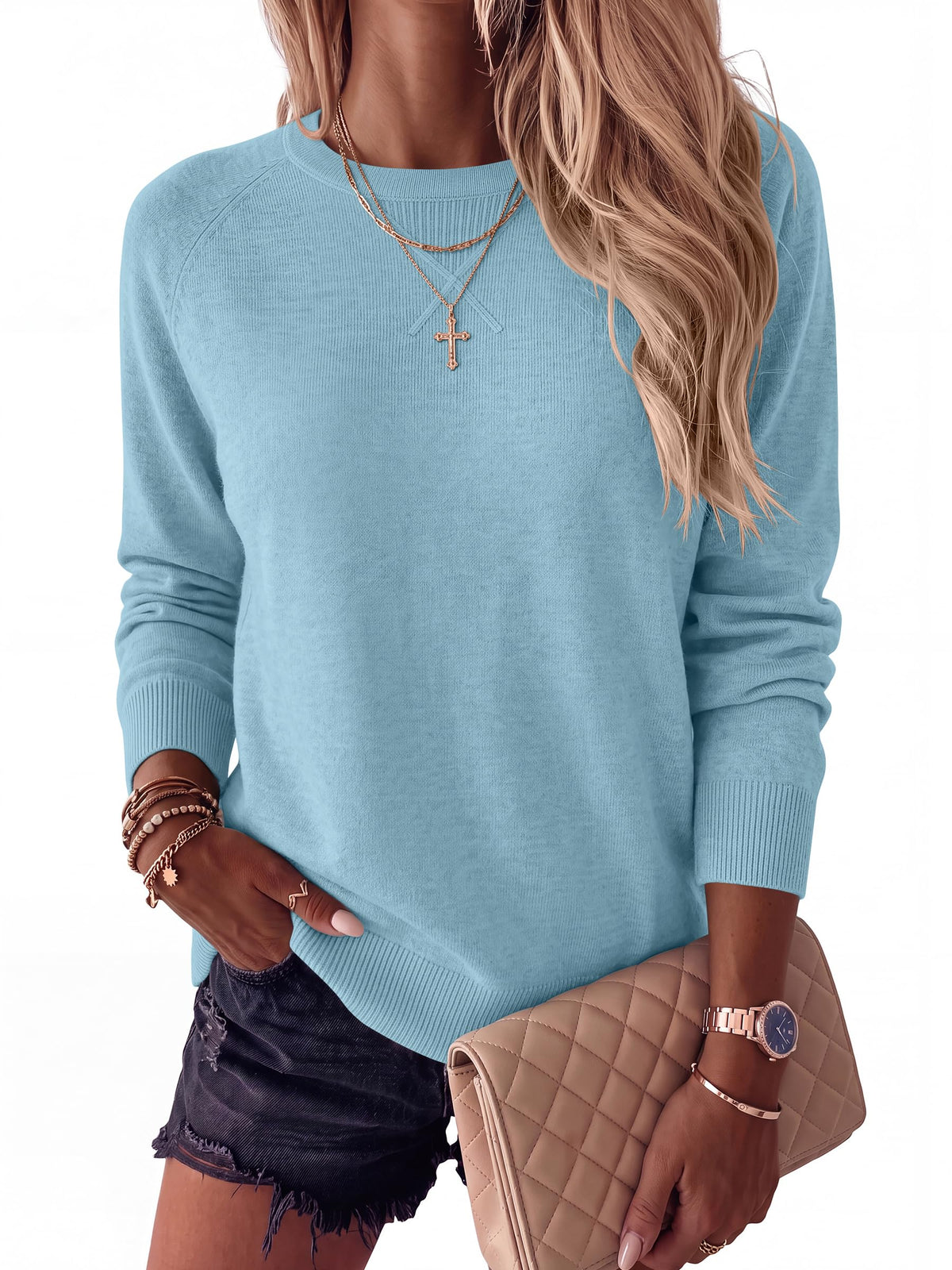 ANRABESS Sweater for Women Lightweight Knit Fall Pullover