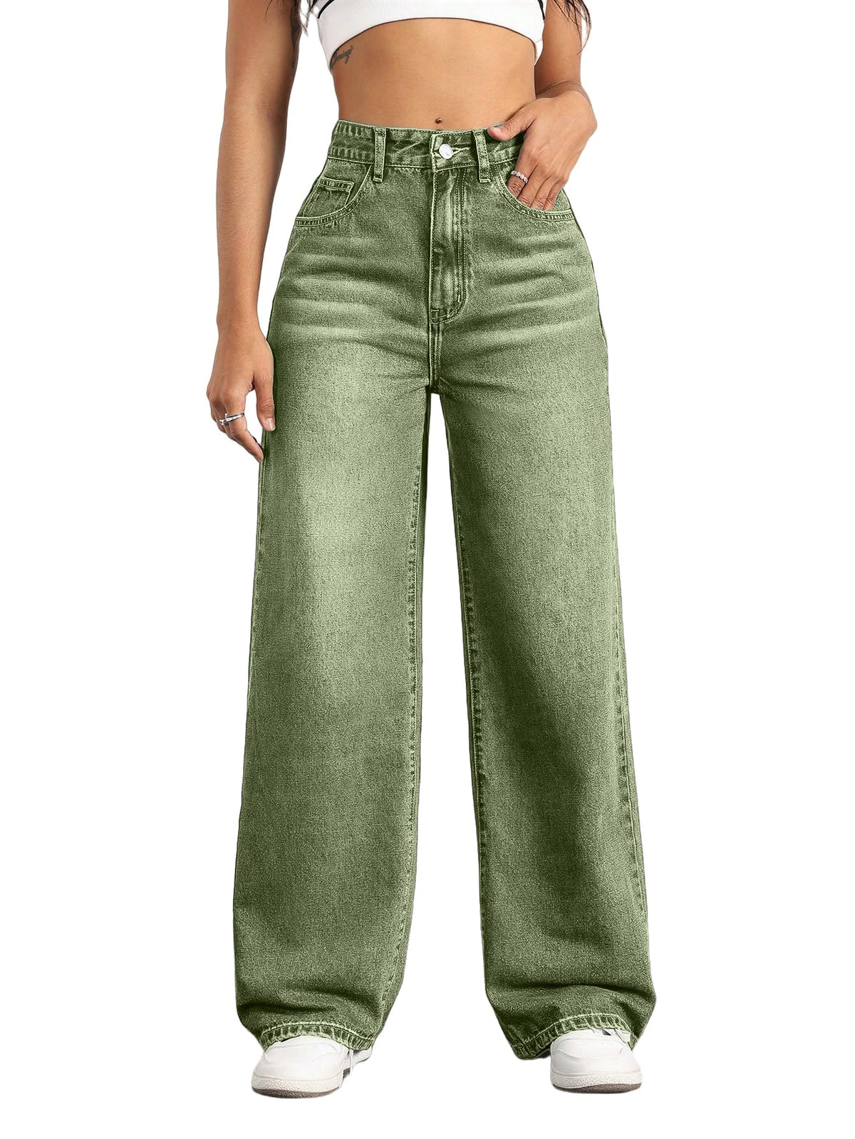 Straight Leg Jeans for Women High Waisted Wide Leg Denim Pants
