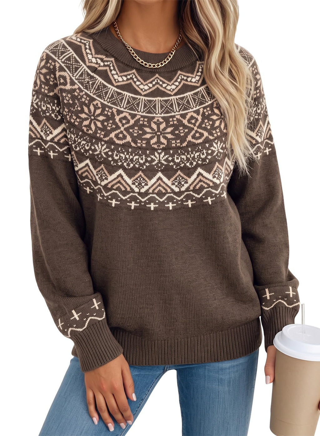 Dokotoo Womens Fall Graphic Sweaters 2026 Winter Pullover Knit Sweater Tops