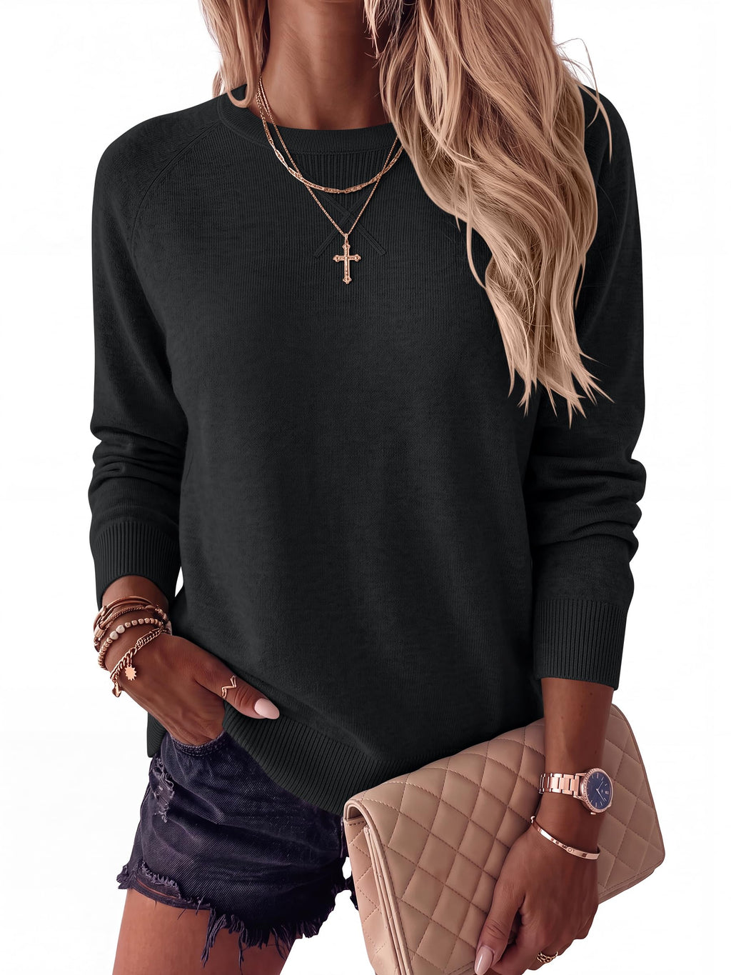 ANRABESS Sweater for Women Lightweight Knit Fall Pullover
