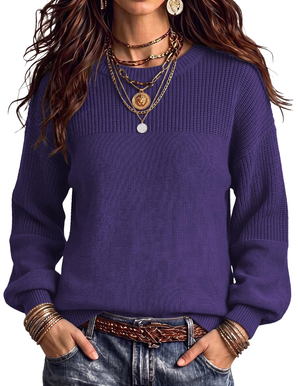 Zeagoo Sweaters for Women Cotton Loose Fit Chunky Knit Casual Fall Outfits