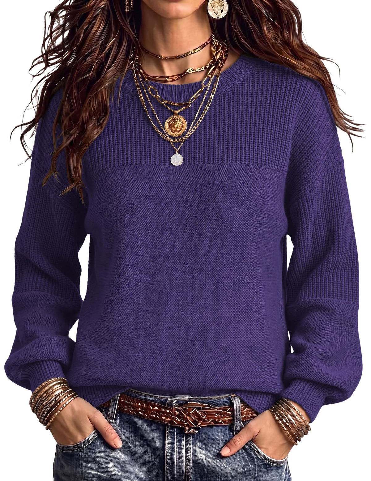Zeagoo Sweaters for Women Cotton Loose Fit Chunky Knit Casual Fall Outfits