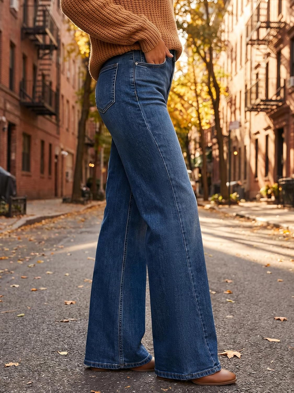 Saodimallsu Womens High Waisted Flare Jeans Stretchy Wide Leg Denim Pants
