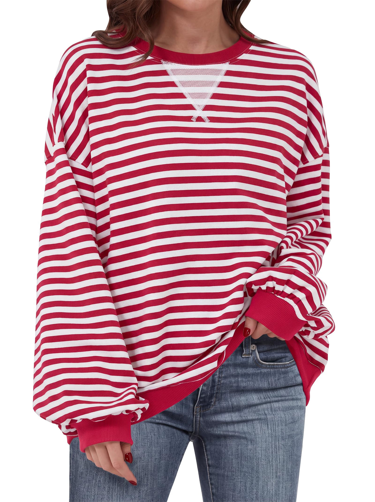 ANRABESS Women’s Striped Oversized Sweatshirts