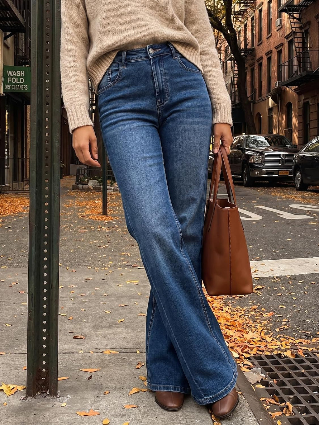 Saodimallsu Womens High Waisted Flare Jeans Stretchy Wide Leg Denim Pants