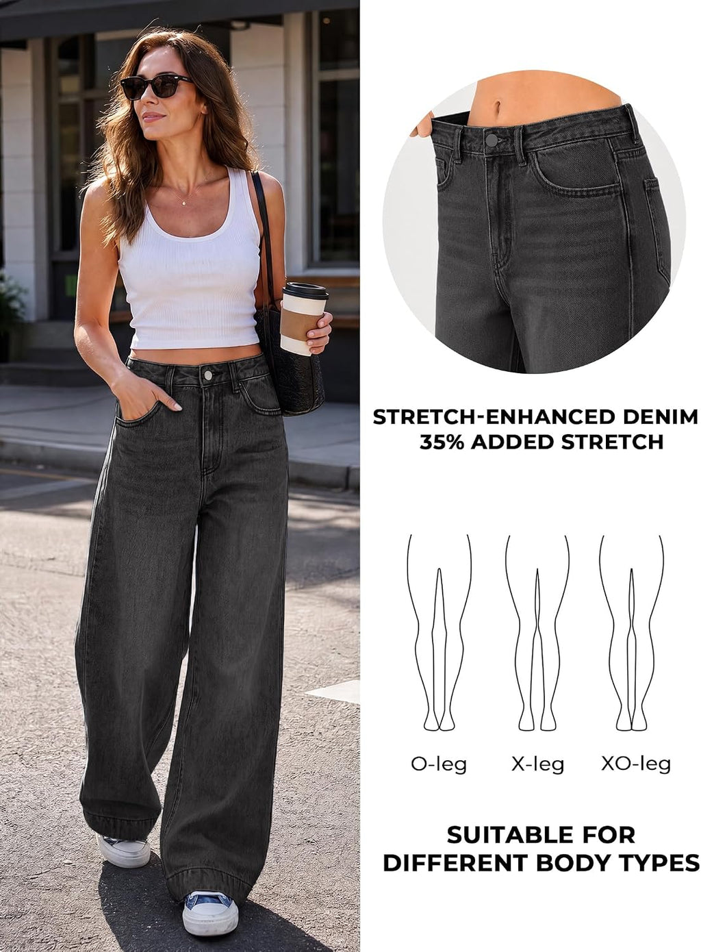 EMMIOL Women 2026 Wide Leg Jeans High Waist Stretchy Baggy Denim Pants