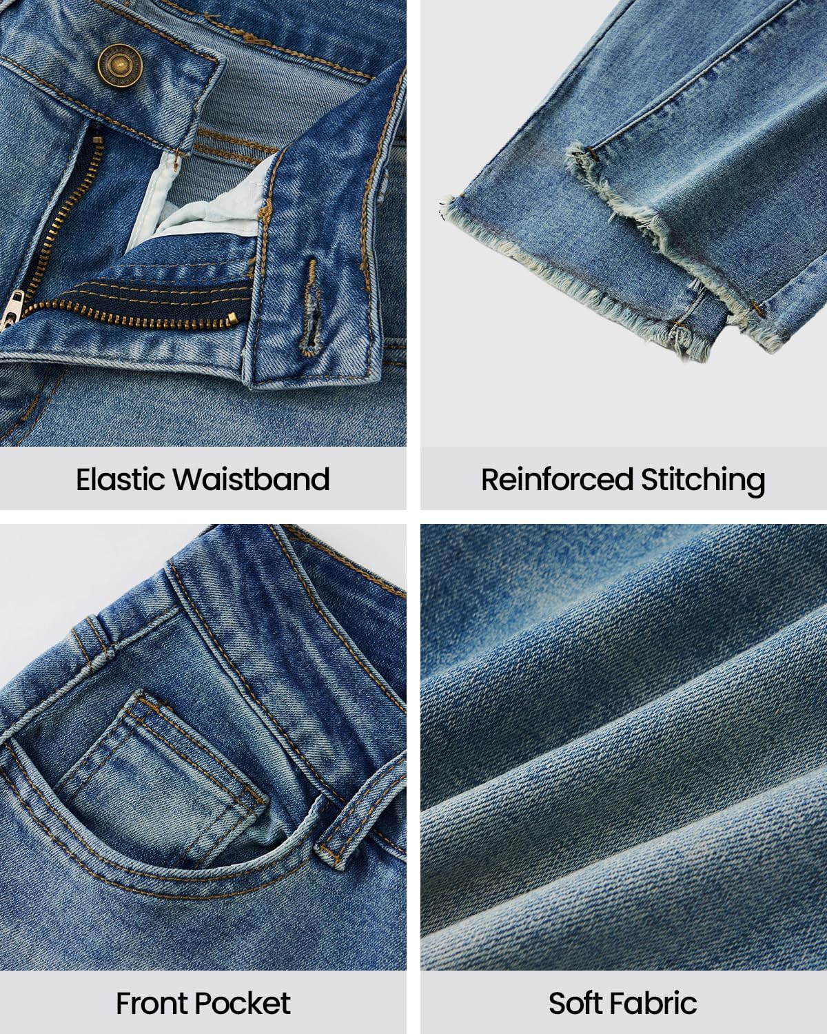 Women's High Waisted Stretchy Straight Leg Jeans Tummy Control Pants