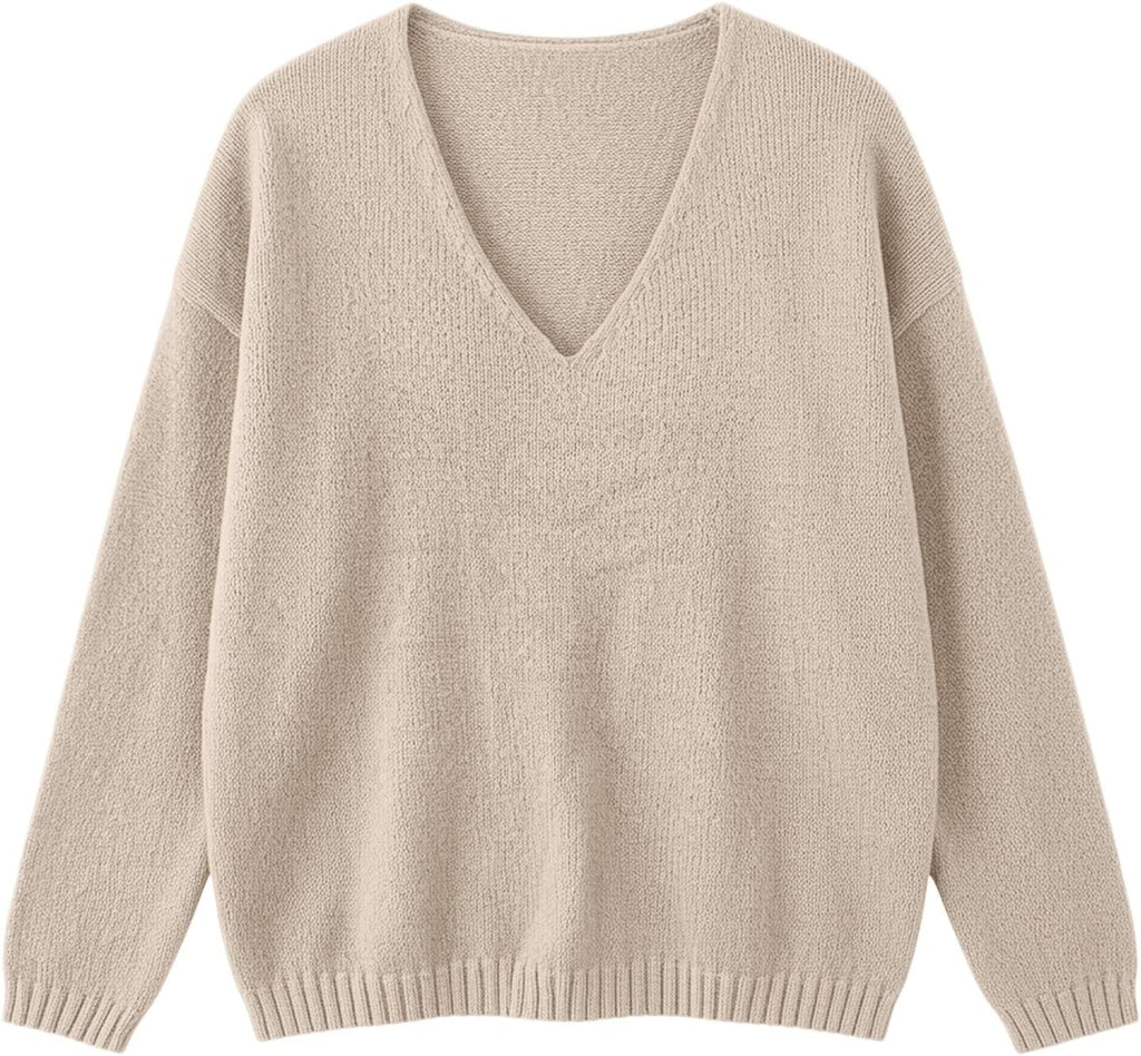 Cashmere Sweaters for Women Cozy Casual V Neck Knit Pullover Tops