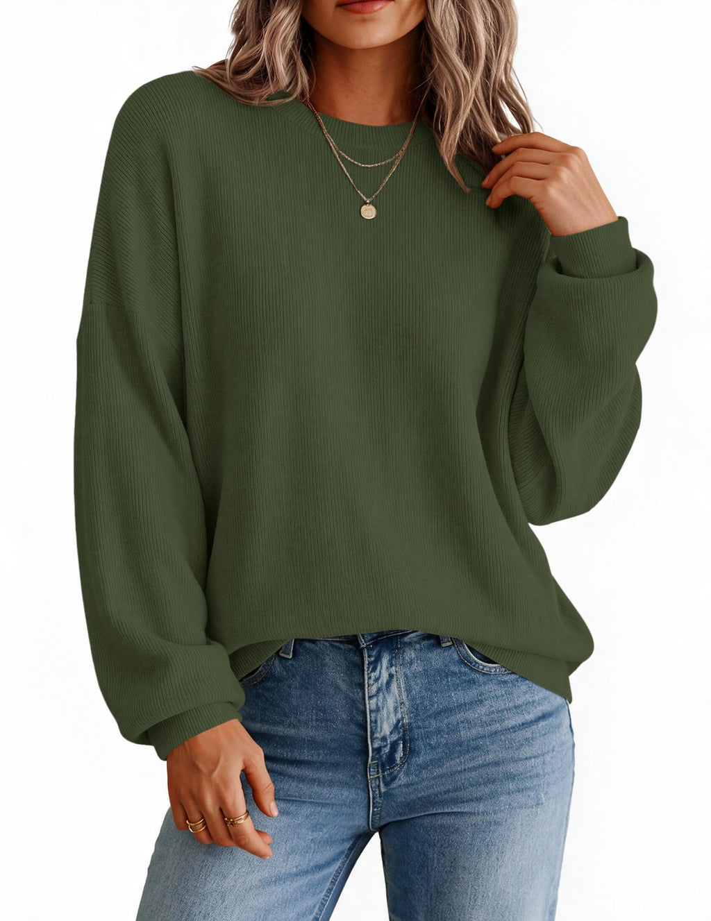 Zeagoo Oversized Sweater for Women 2026 Crewneck Long Sleeve Fall Clothes