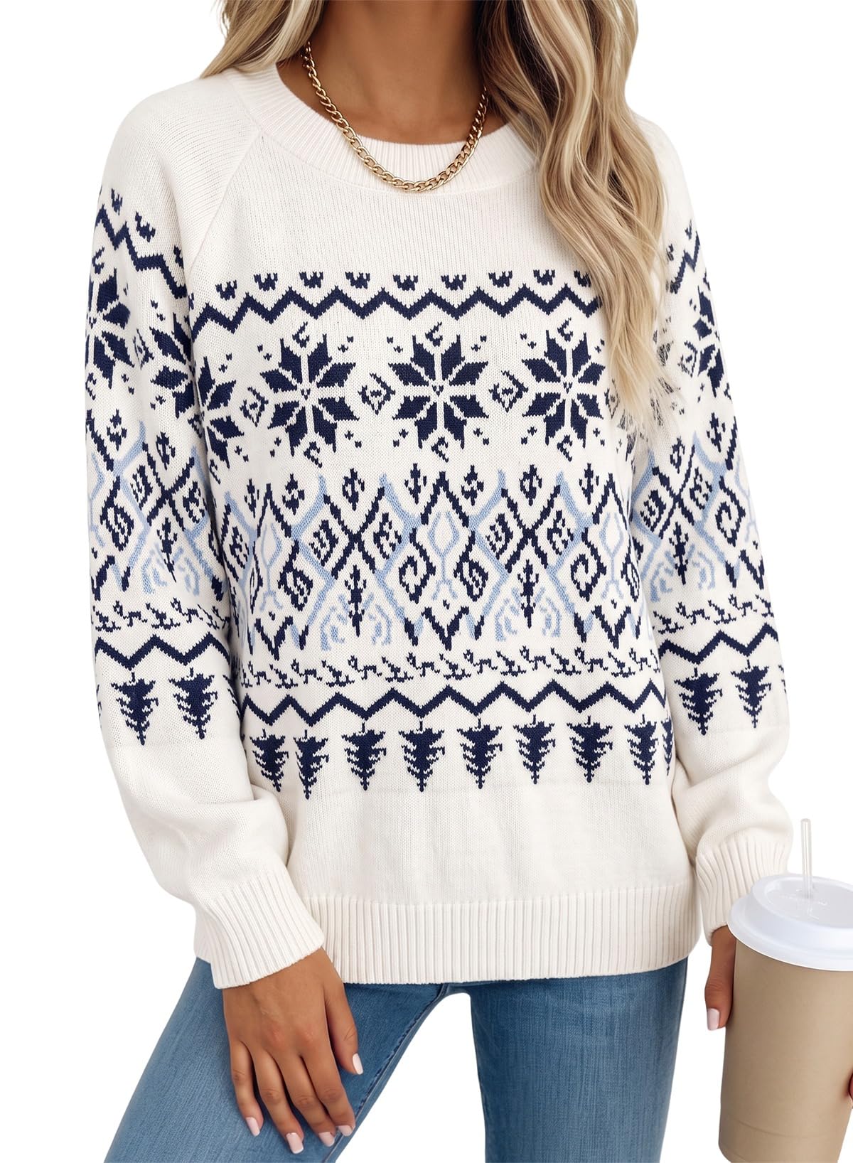 Dokotoo Womens Fall Graphic Sweaters 2026 Winter Pullover Knit Sweater Tops
