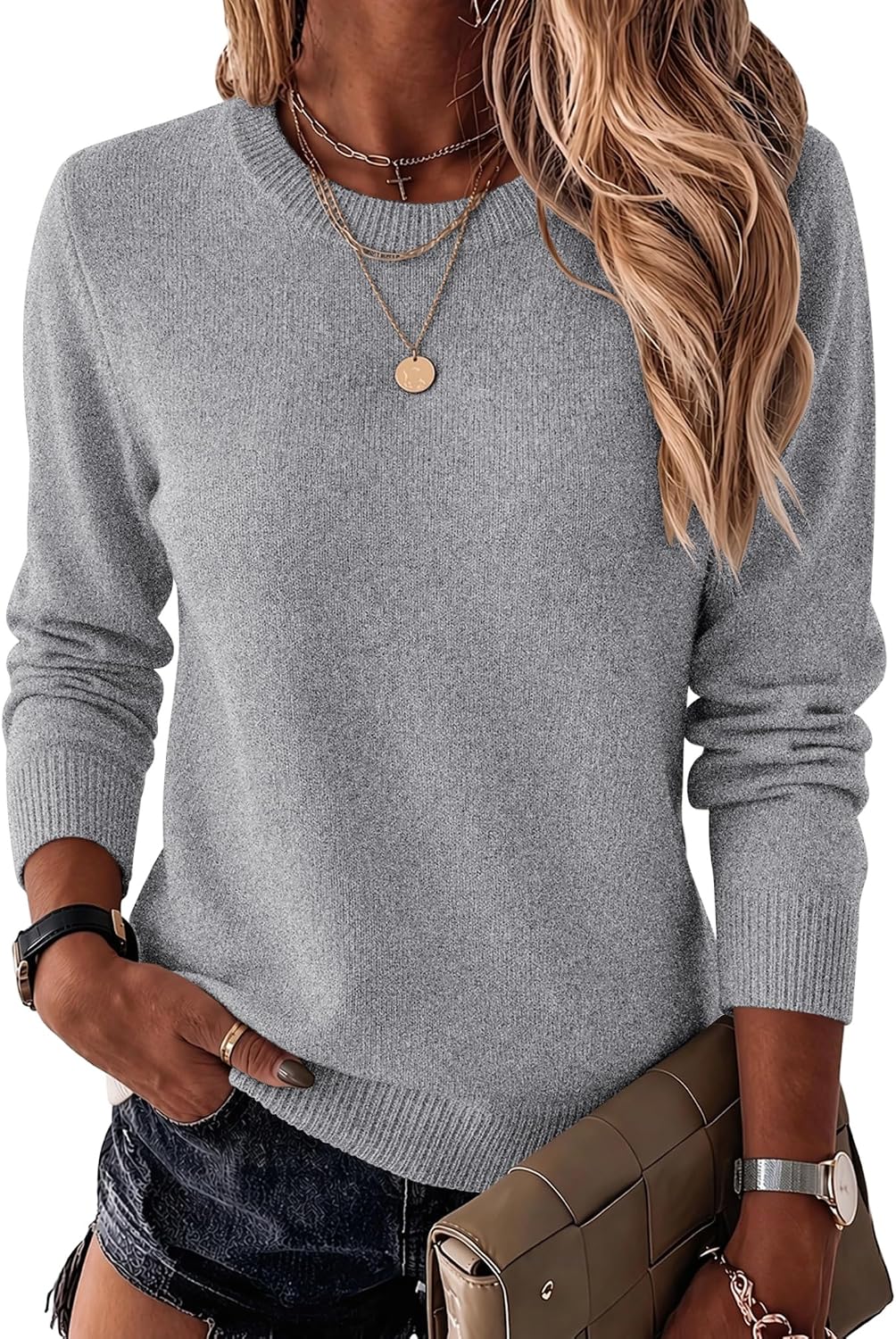 Zeagoo Womens Wool Blend Sweater Crewneck Long Sleeve Tops Fashion Clothing