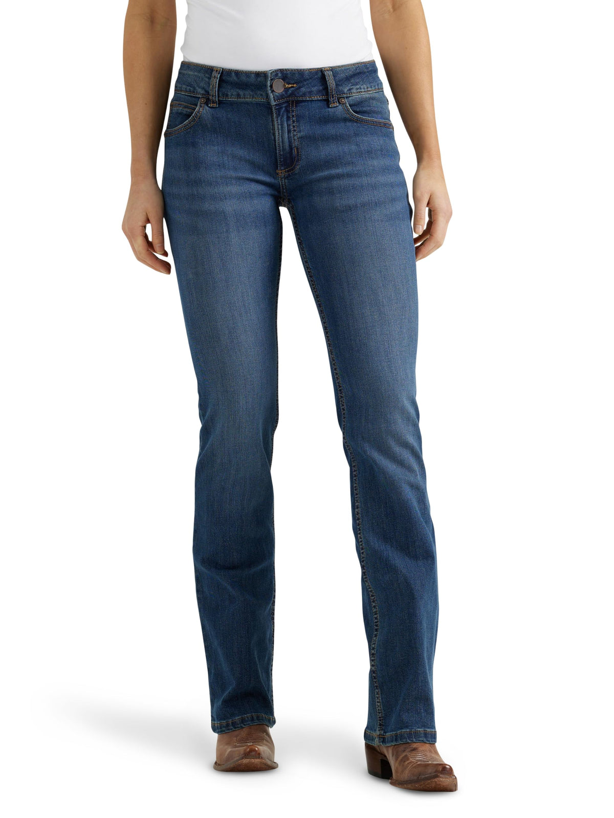 Wrangler Women's Western Mid Rise Stretch Boot Cut Jean