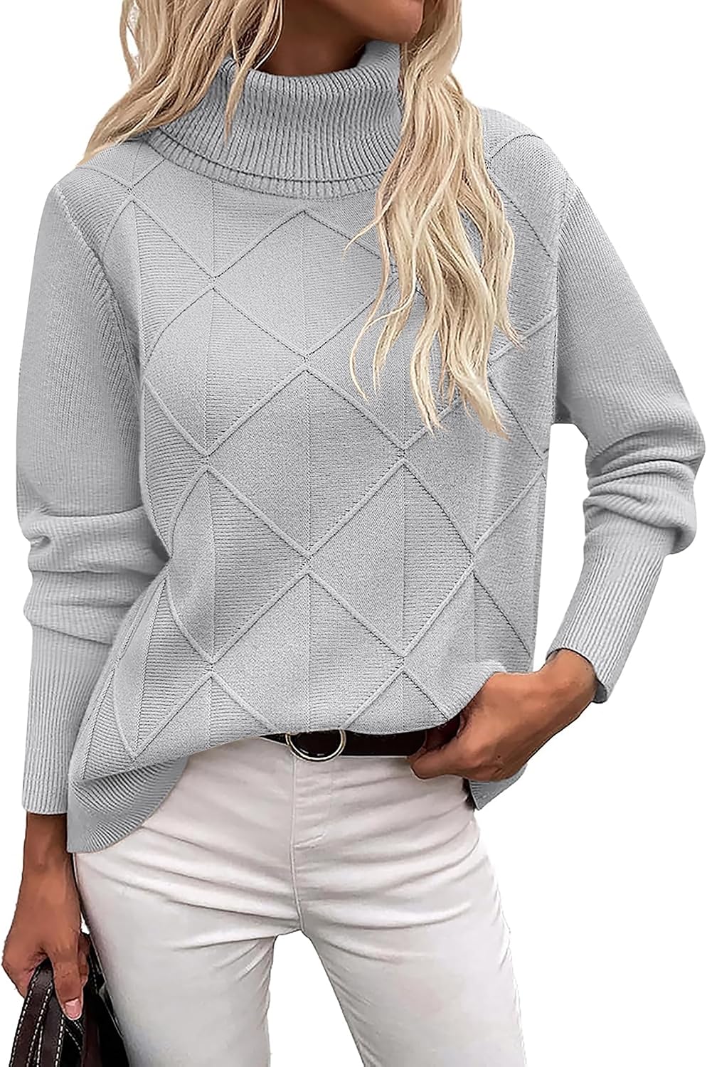 Zeagoo Women's Turtleneck Sweater Fall Winter 2026 Long Sleeve Chunky Knitted Trendy Pullover Tops