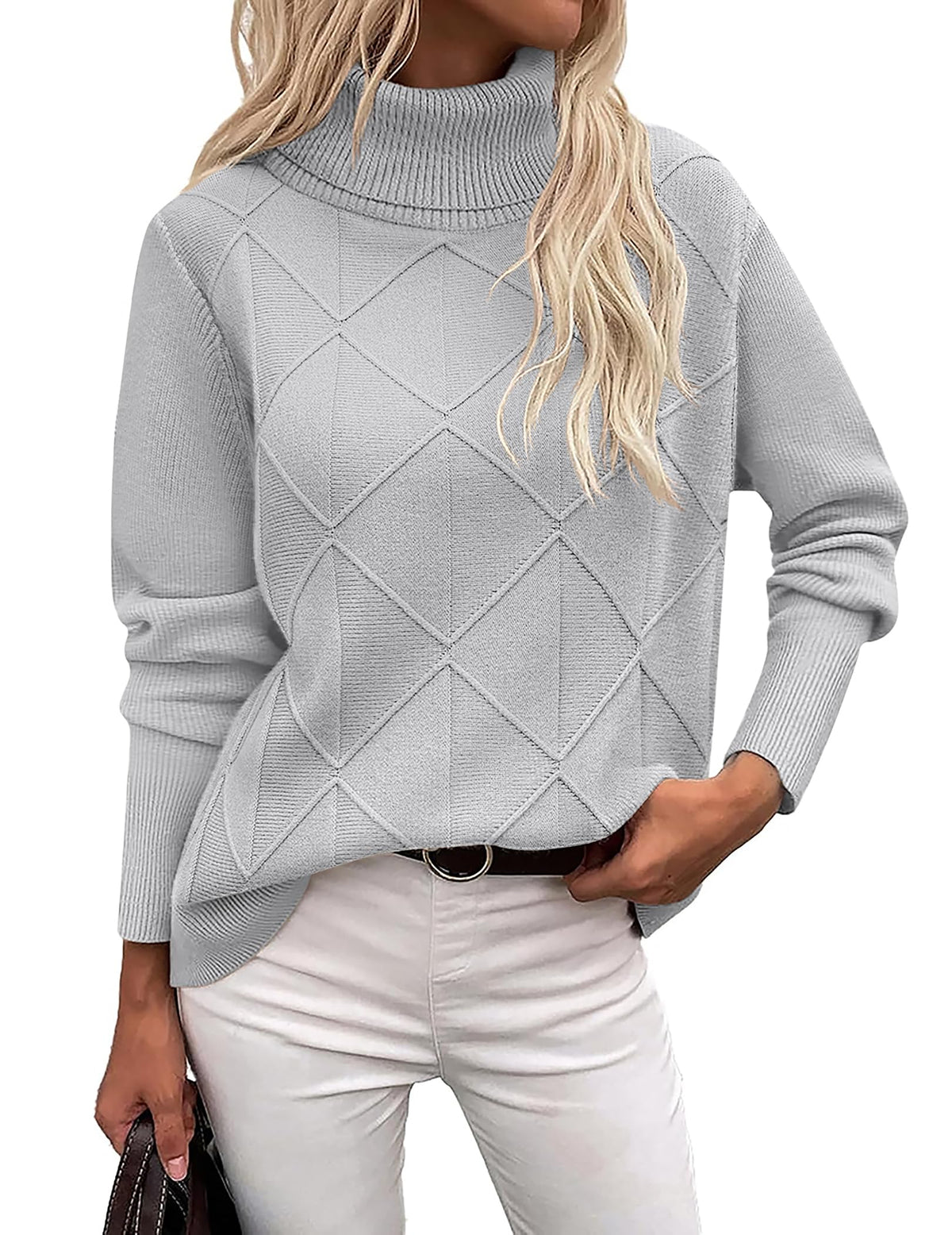 Zeagoo Women's Turtleneck Sweater Fall Winter 2026 Long Sleeve Chunky Knitted Trendy Pullover Tops