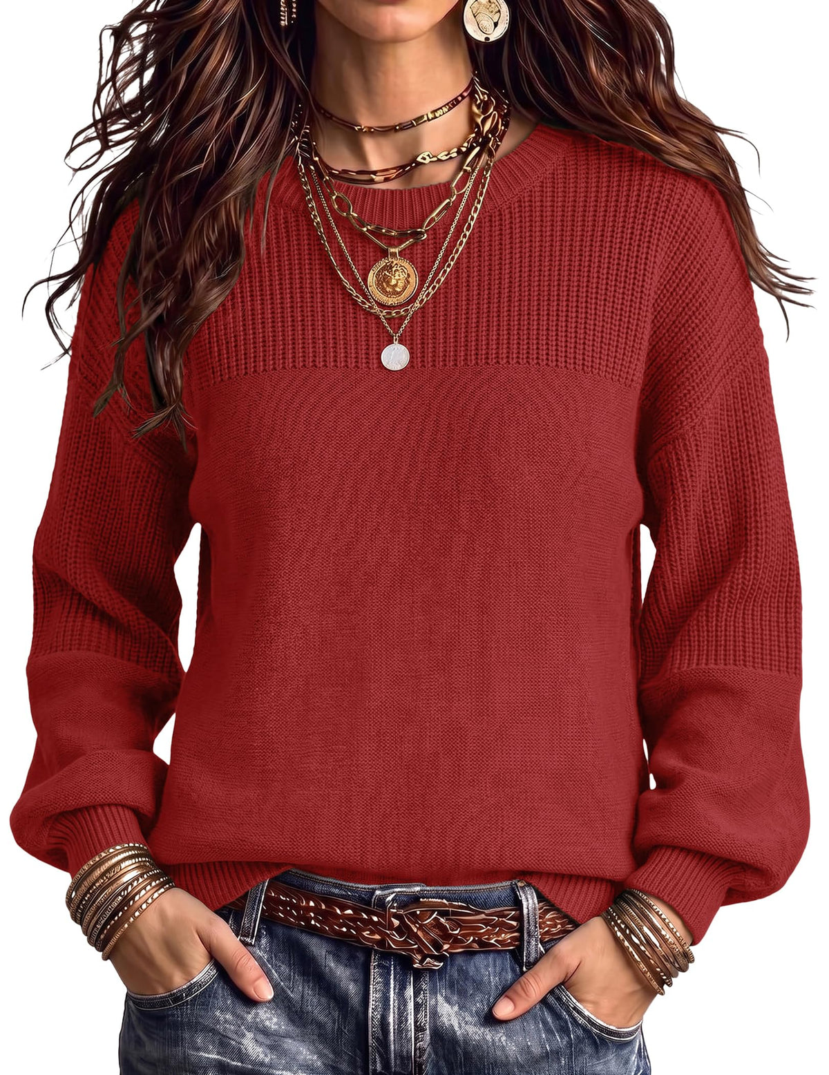Zeagoo Sweaters for Women Cotton Loose Fit Chunky Knit Casual Fall Outfits