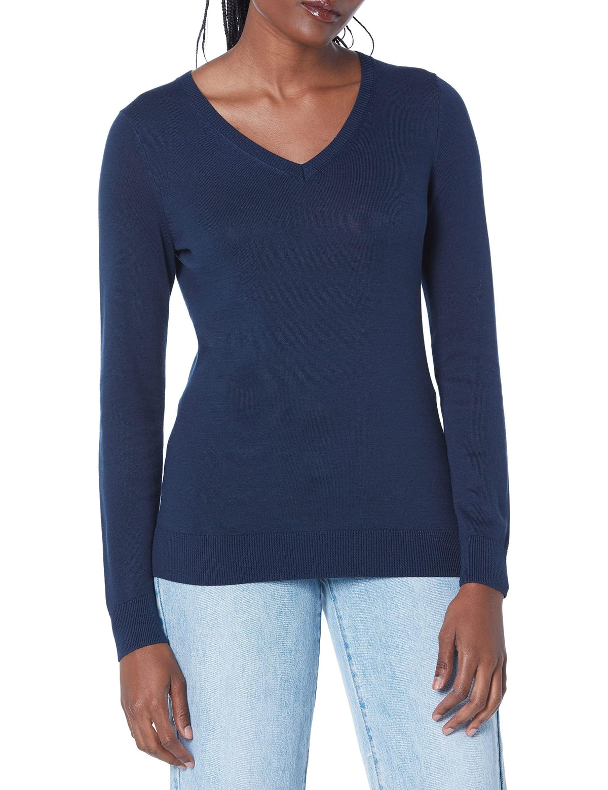 Amazon Essentials Women's Regular-Fit Lightweight Long-Sleeve V-Neck Sweater, Ribbed, Cozy Soft (Available in Plus Size)