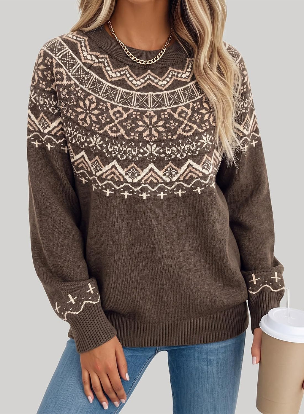 Dokotoo Womens Fall Graphic Sweaters 2026 Winter Pullover Knit Sweater Tops