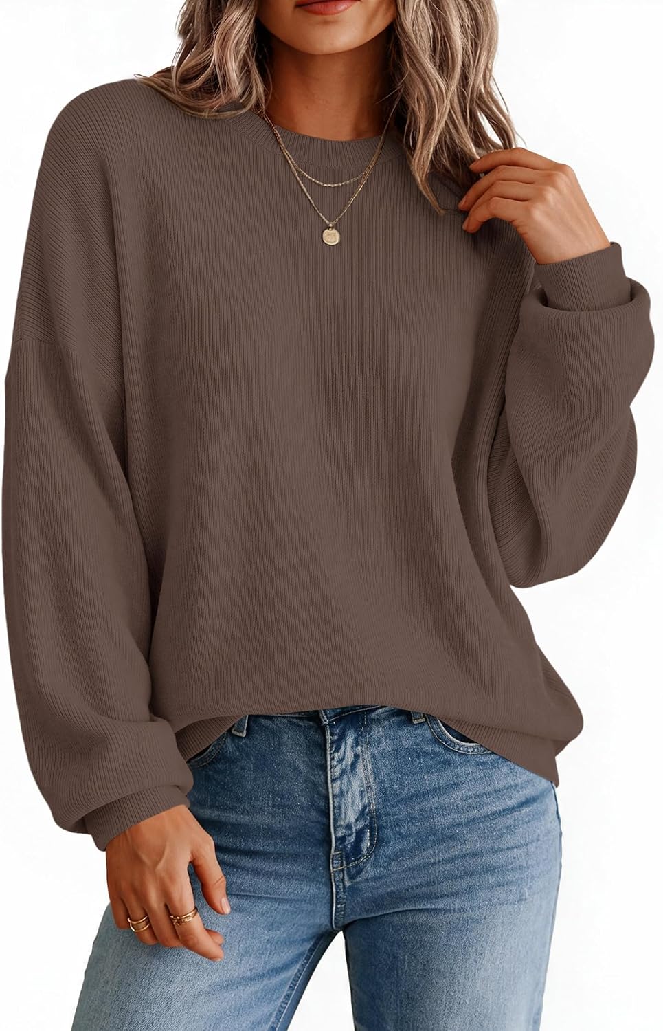 Zeagoo Oversized Sweater for Women 2026 Crewneck Long Sleeve Fall Clothes
