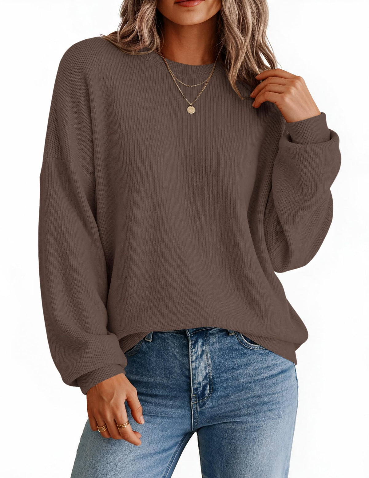 Zeagoo Oversized Sweater for Women 2026 Crewneck Long Sleeve Fall Clothes
