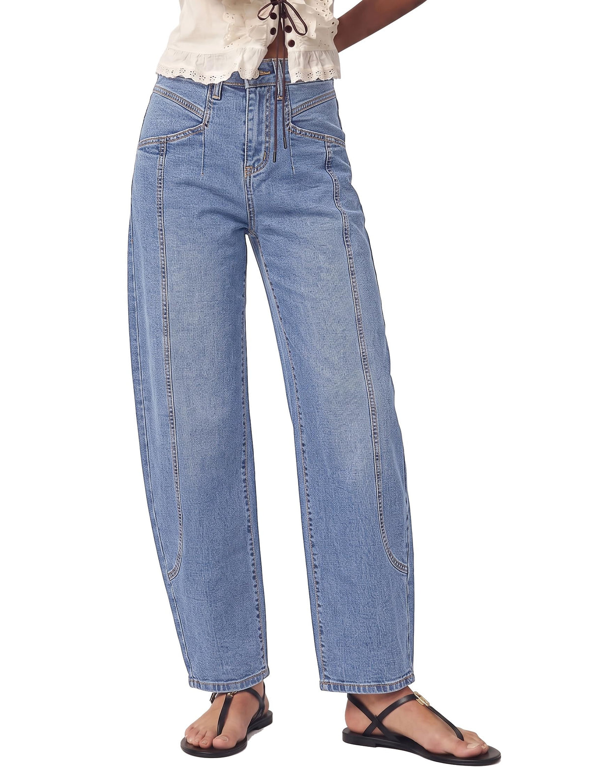 luvamia Barrel Jeans Women Baggy High Waisted Stretchy Ankle Denim Pants