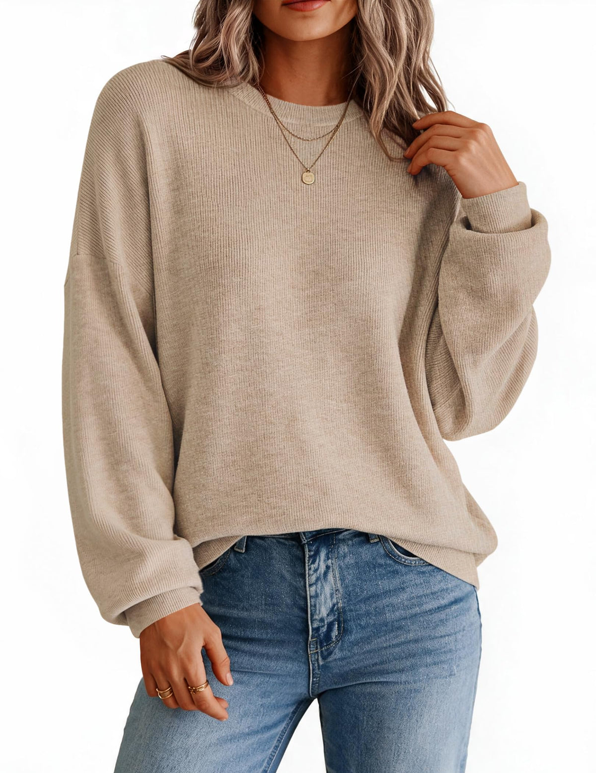 Zeagoo Oversized Sweater for Women 2026 Crewneck Long Sleeve Fall Clothes