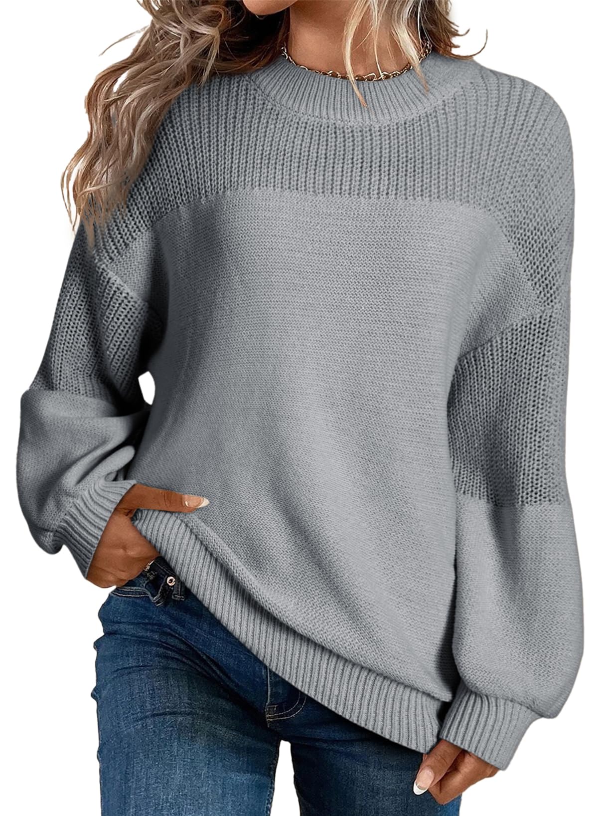 Dokotoo Women's Oversized Long Sleeve Crewneck Pullover Sweaters