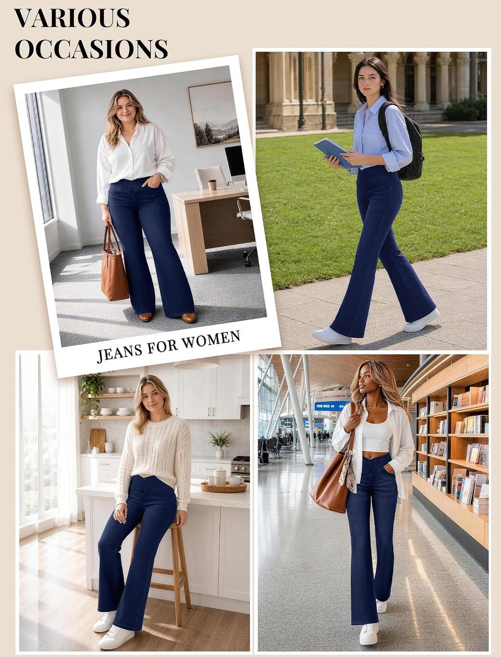 FireSwan Womens Flare Jeans Crossover High Waisted Bootcut Jeans