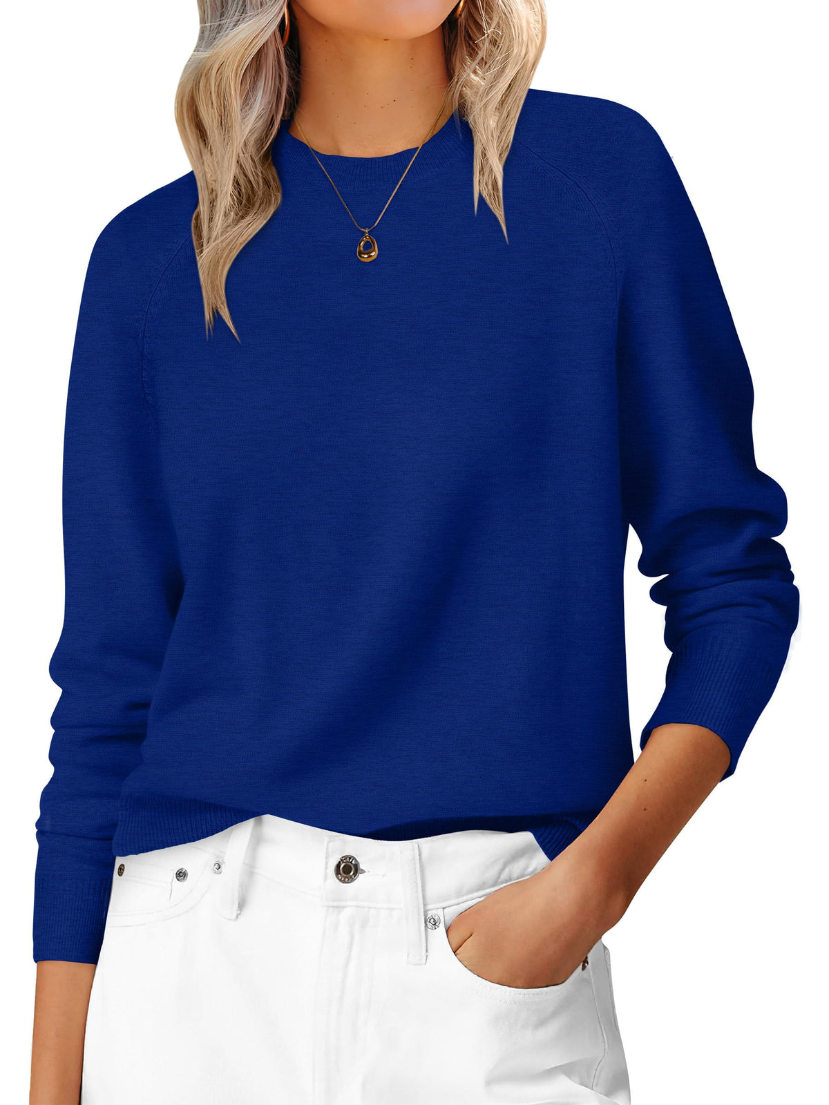 ANRABESS Women's Long Sleeve Crew Neck Fall Lightweight Sweaters Top