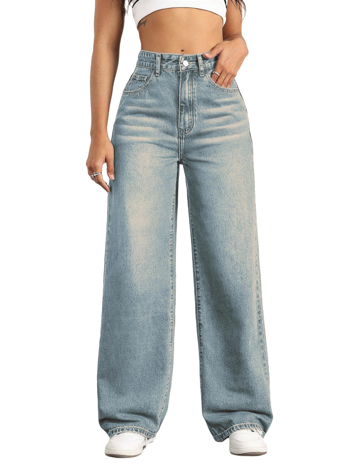 Straight Leg Jeans for Women High Waisted Wide Leg Denim Pants