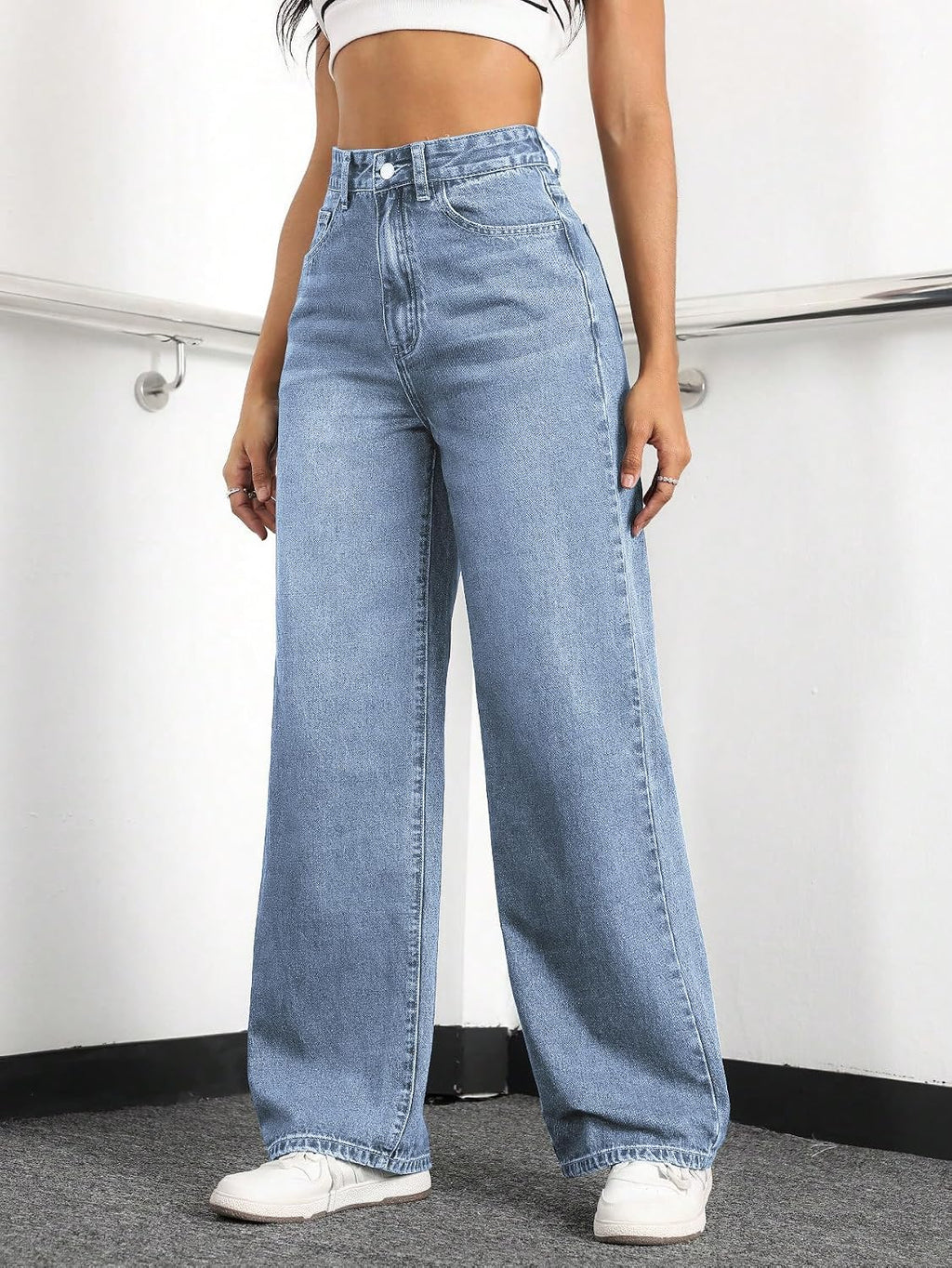 Straight Leg Jeans for Women High Waisted Wide Leg Denim Pants