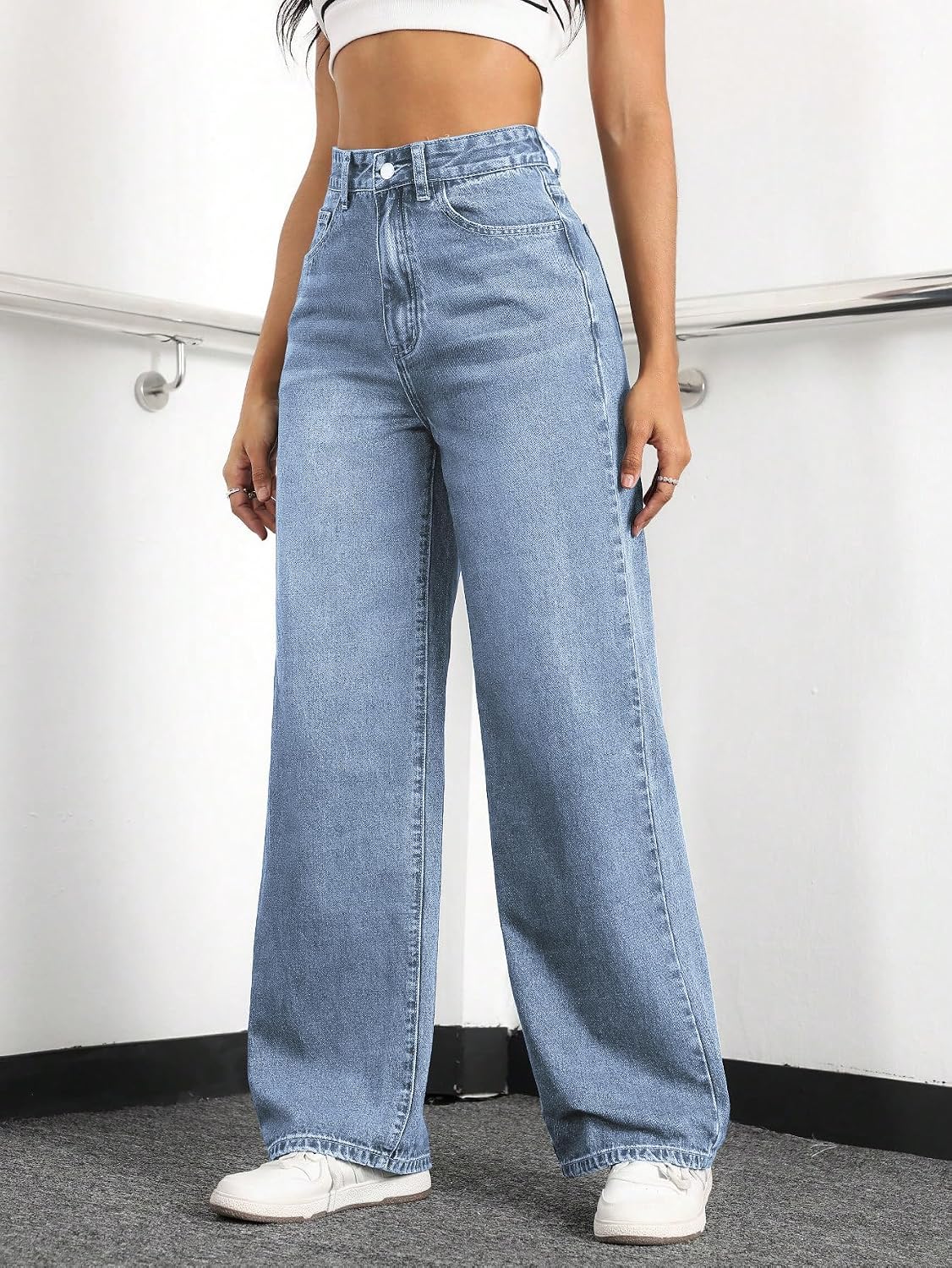 Straight Leg Jeans for Women High Waisted Wide Leg Denim Pants