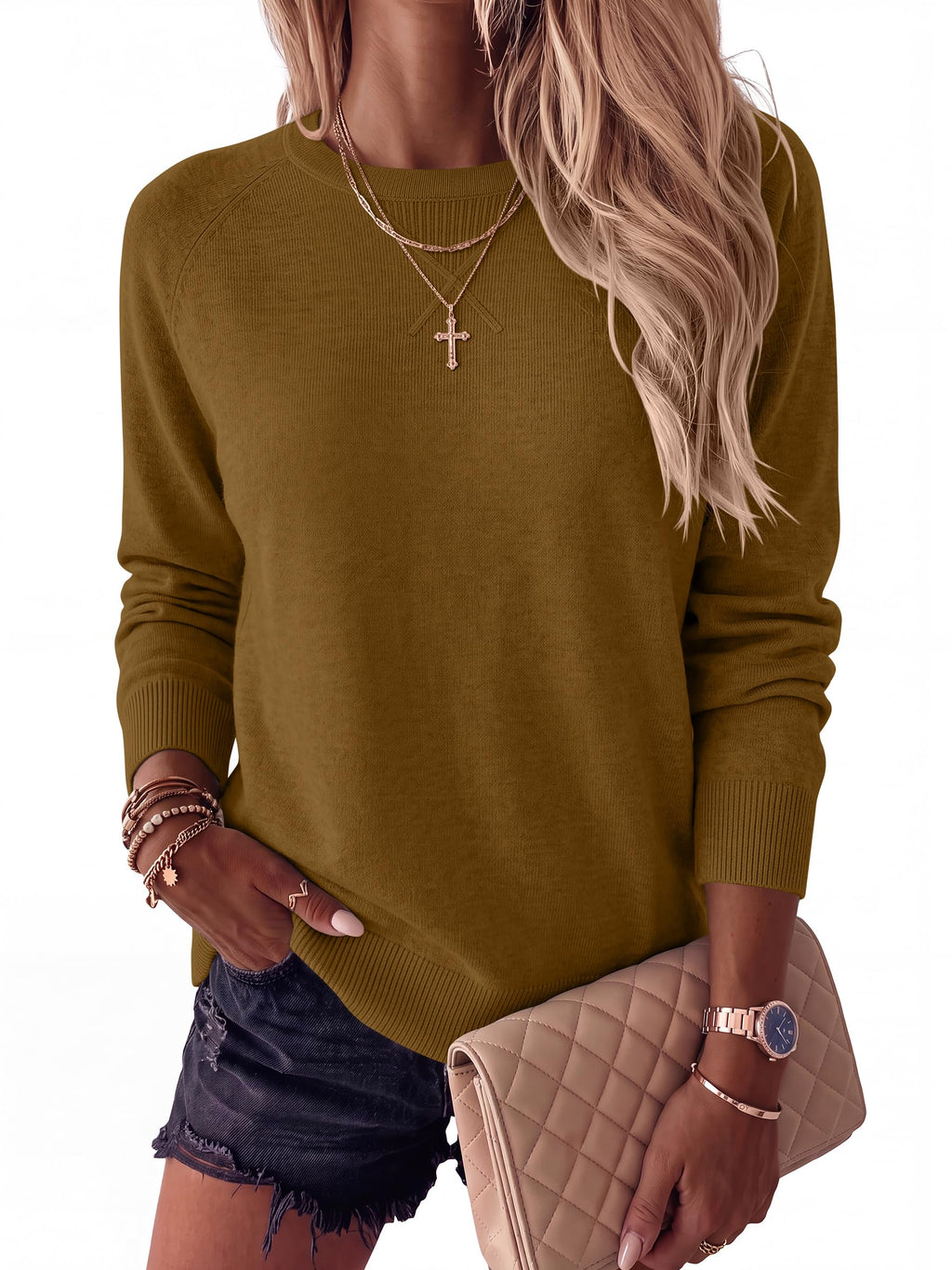 ANRABESS Sweater for Women Lightweight Knit Fall Pullover