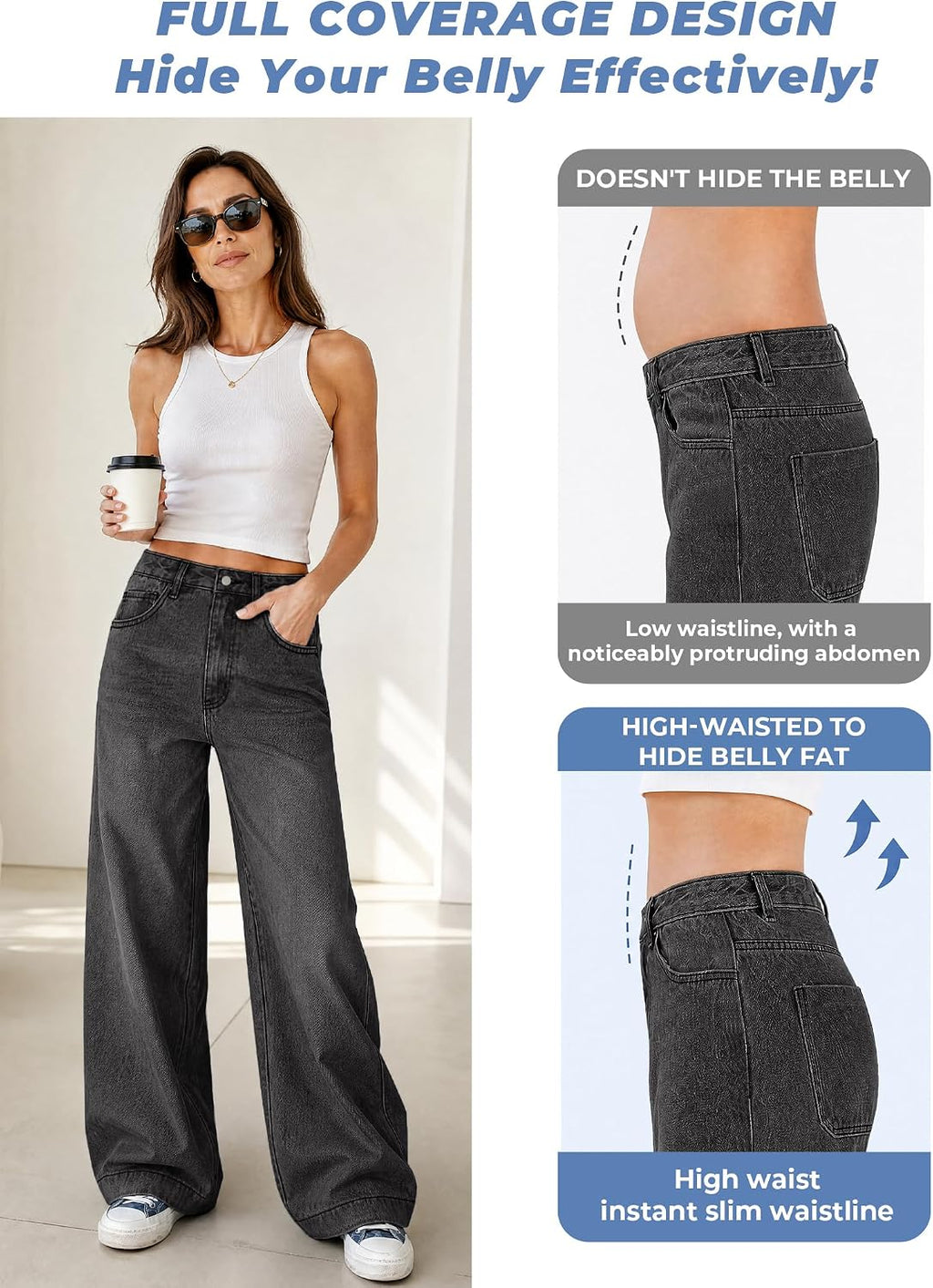 EMMIOL Women 2026 Wide Leg Jeans High Waist Stretchy Baggy Denim Pants