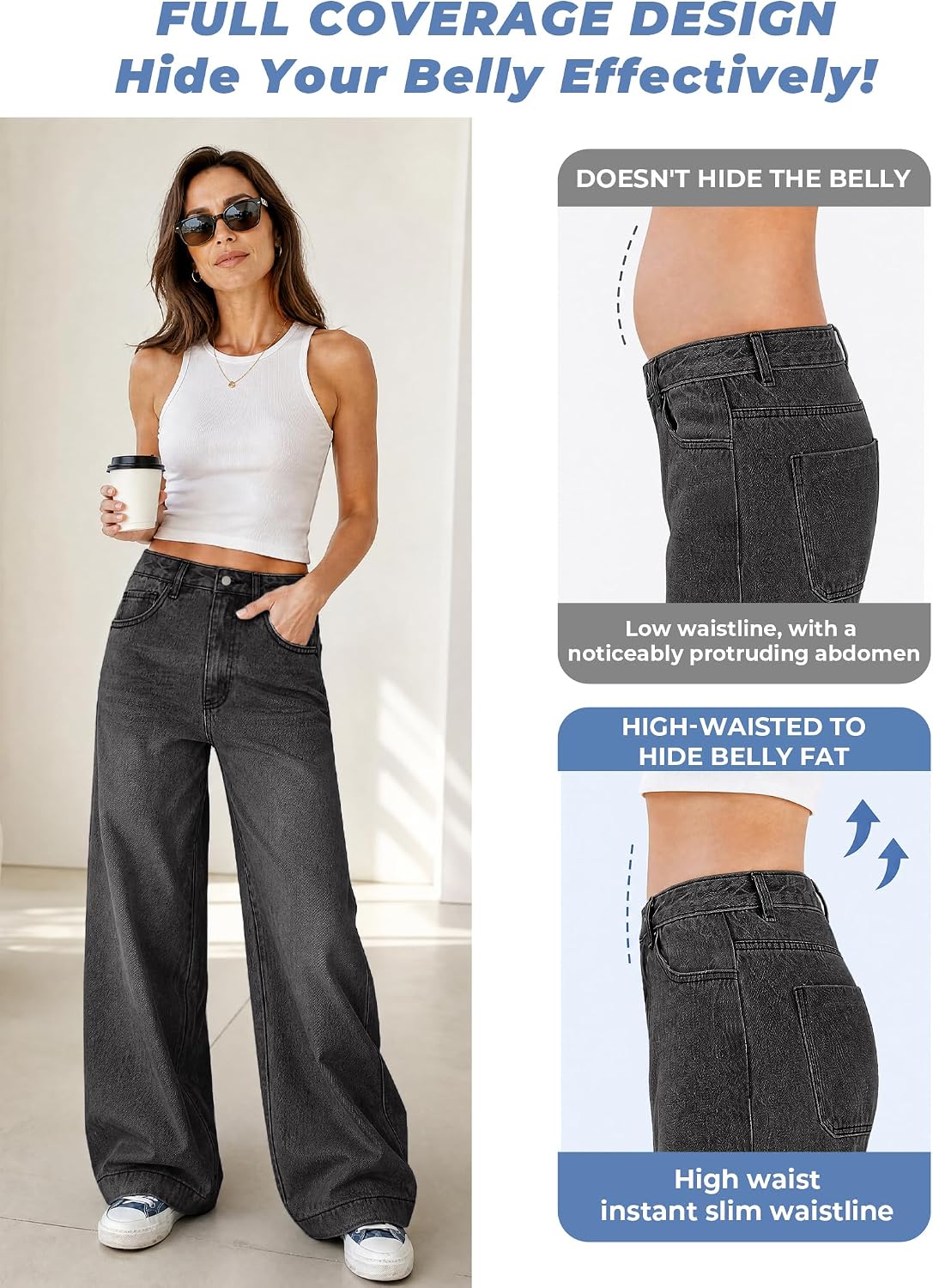 EMMIOL Women 2026 Wide Leg Jeans High Waist Stretchy Baggy Denim Pants