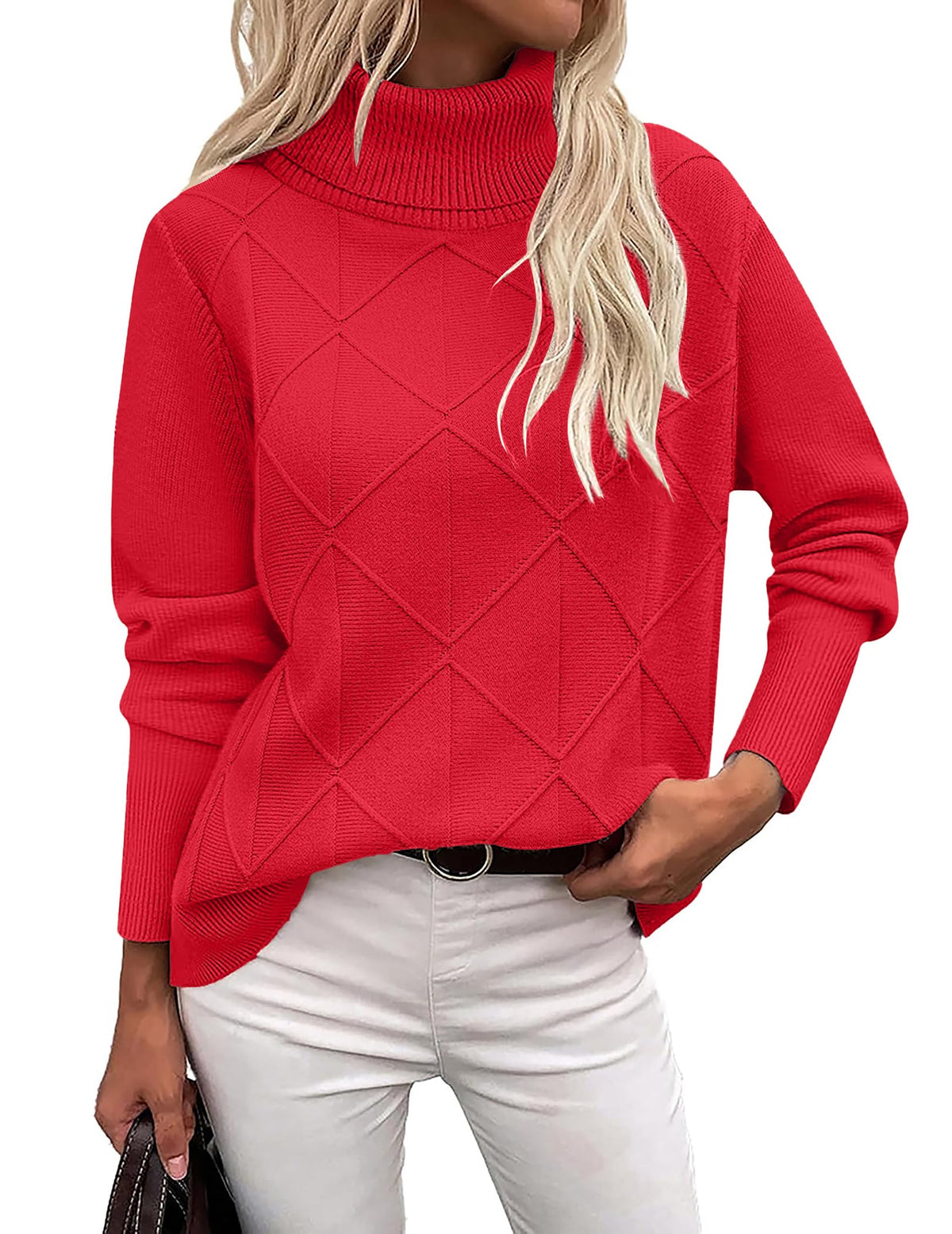 Zeagoo Women's Turtleneck Sweater Fall Winter 2026 Long Sleeve Chunky Knitted Trendy Pullover Tops