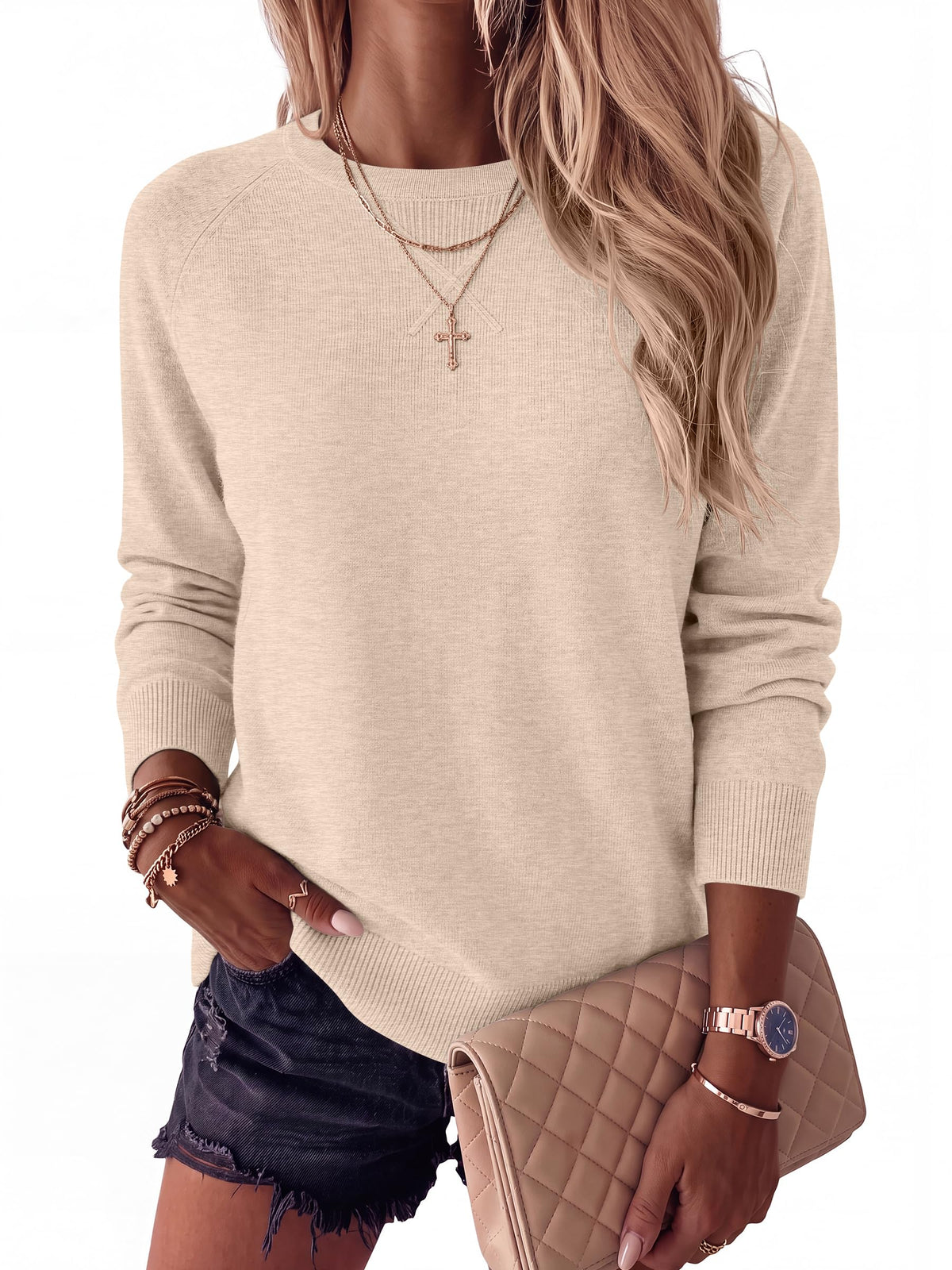 ANRABESS Sweater for Women Lightweight Knit Fall Pullover