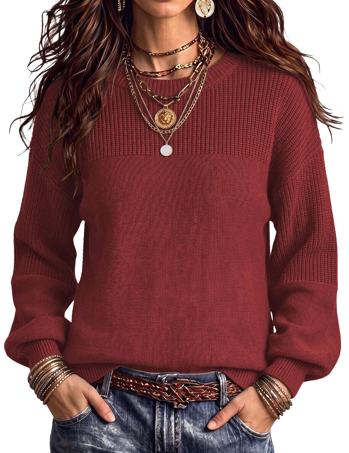 Zeagoo Sweaters for Women Cotton Loose Fit Chunky Knit Casual Fall Outfits