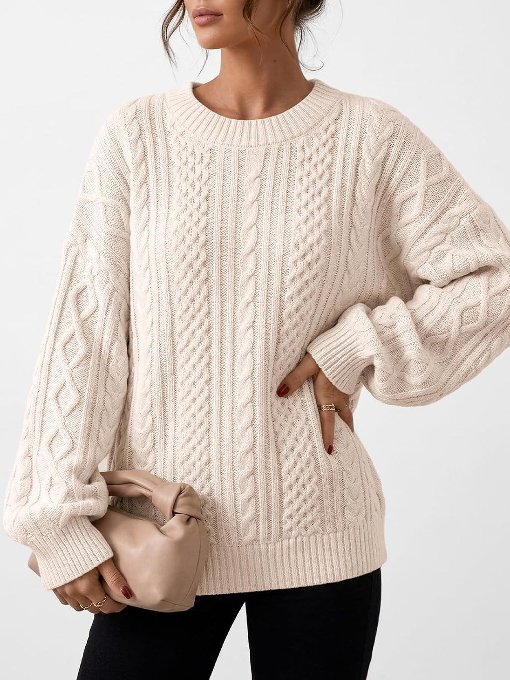 Trendy Queen Womens Oversized Cable Knit Chunky Fall Pullover Sweaters 2026