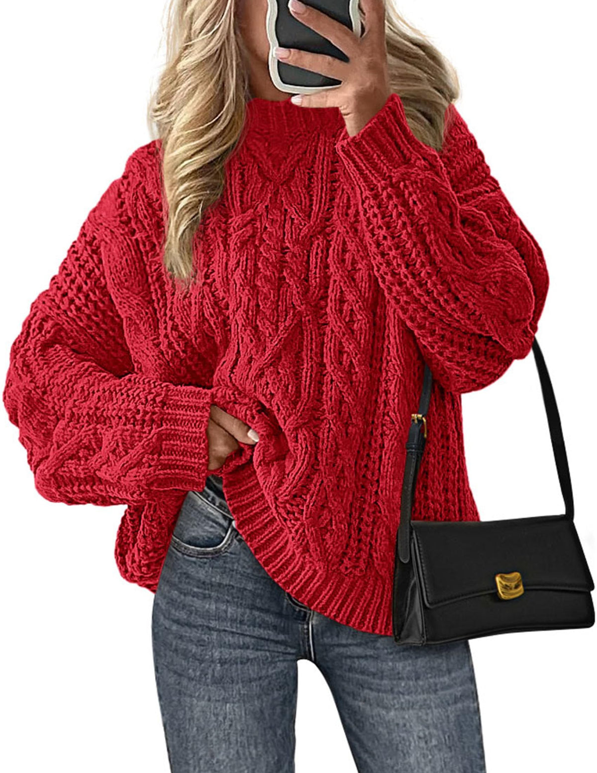 PRETTYGARDEN Womens Oversized Fall Sweaters Chunky Cable Knit Pullover Tops