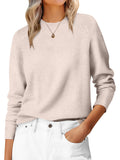 ANRABESS Women's Long Sleeve Crew Neck Fall Lightweight Sweaters Top