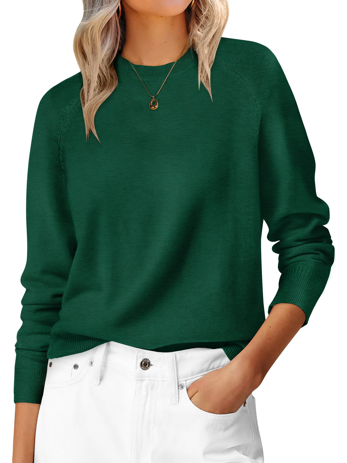 ANRABESS Women's Long Sleeve Crew Neck Fall Lightweight Sweaters Top
