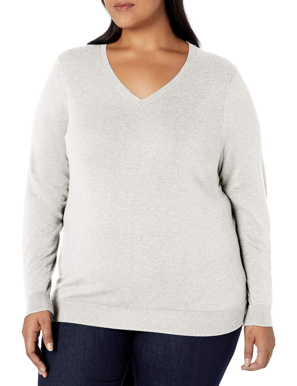 Amazon Essentials Women's Regular-Fit Lightweight Long-Sleeve V-Neck Sweater, Ribbed, Cozy Soft (Available in Plus Size)