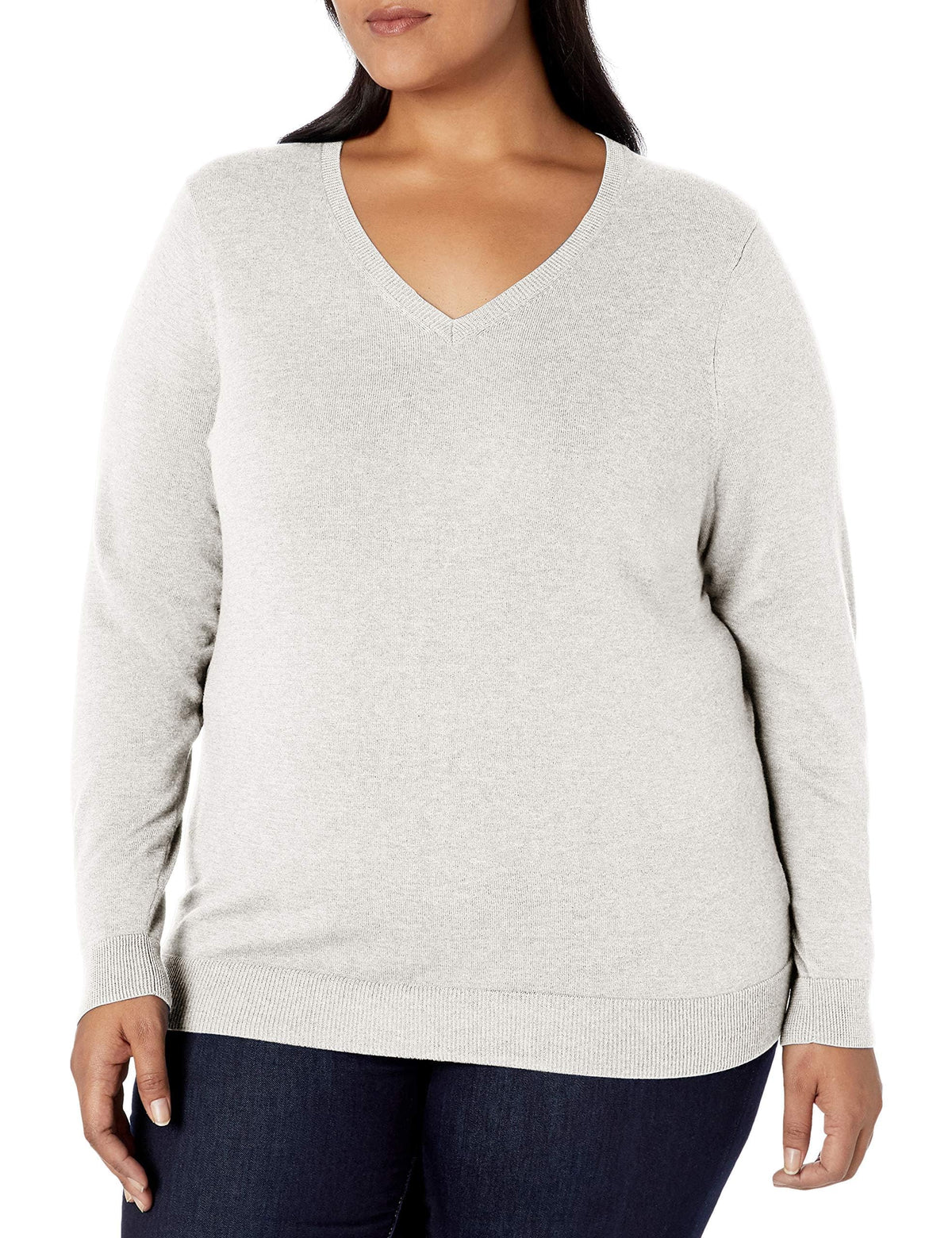 Amazon Essentials Women's Regular-Fit Lightweight Long-Sleeve V-Neck Sweater, Ribbed, Cozy Soft (Available in Plus Size)