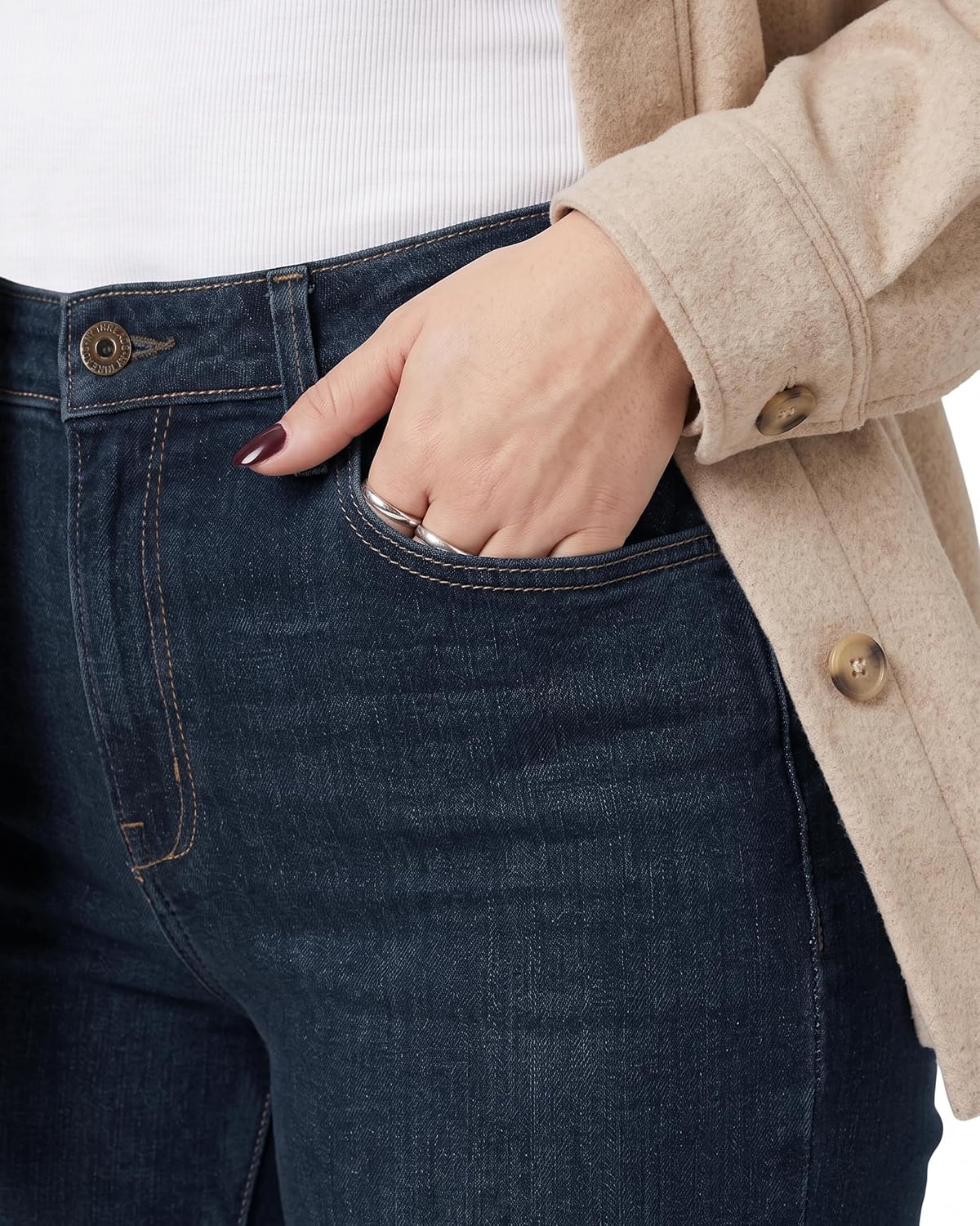 NY Threads Cotton Rich Denim Women Bootcut Jeans Mid Rise Flare Regular Fit