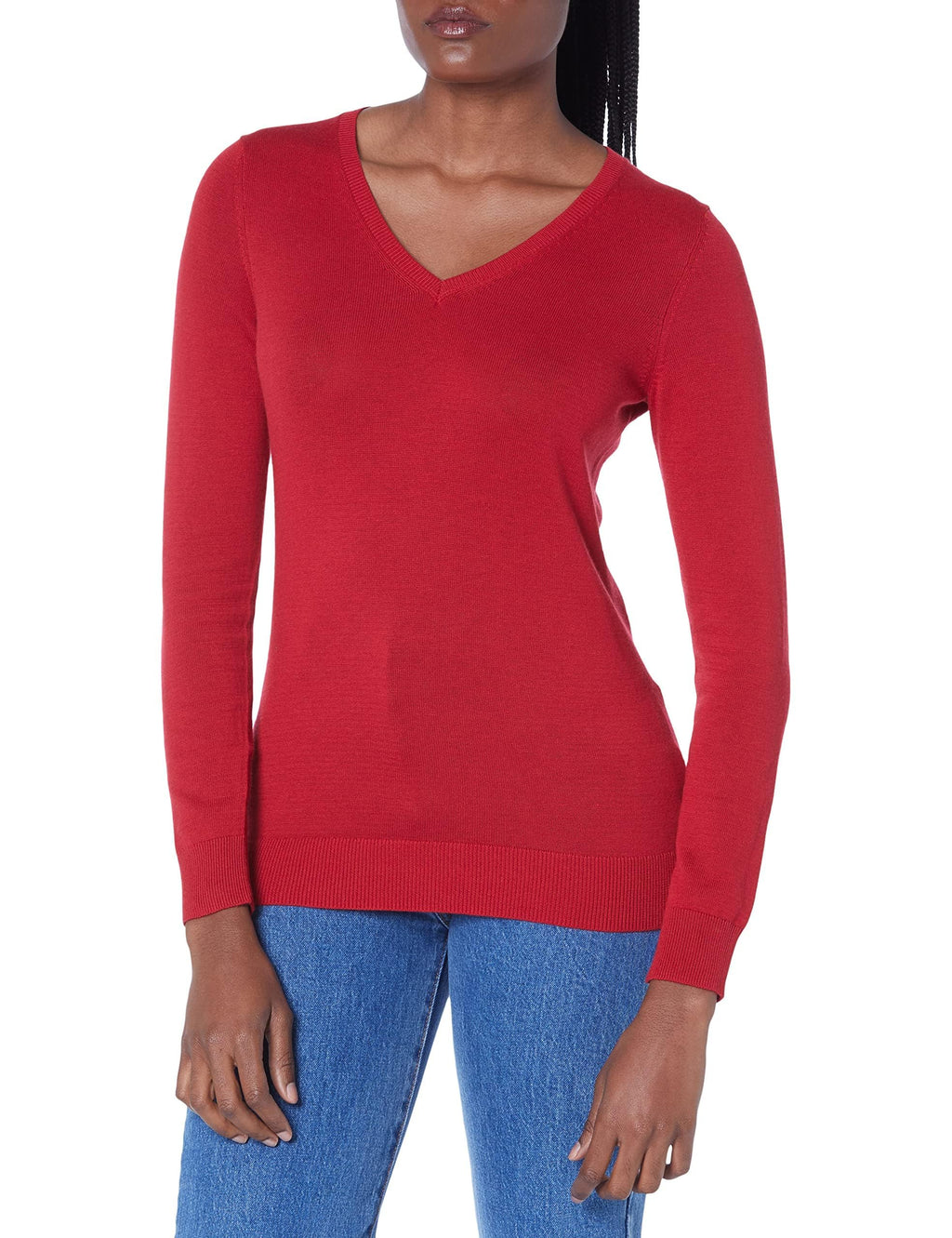 Amazon Essentials Women's Regular-Fit Lightweight Long-Sleeve V-Neck Sweater, Ribbed, Cozy Soft (Available in Plus Size)